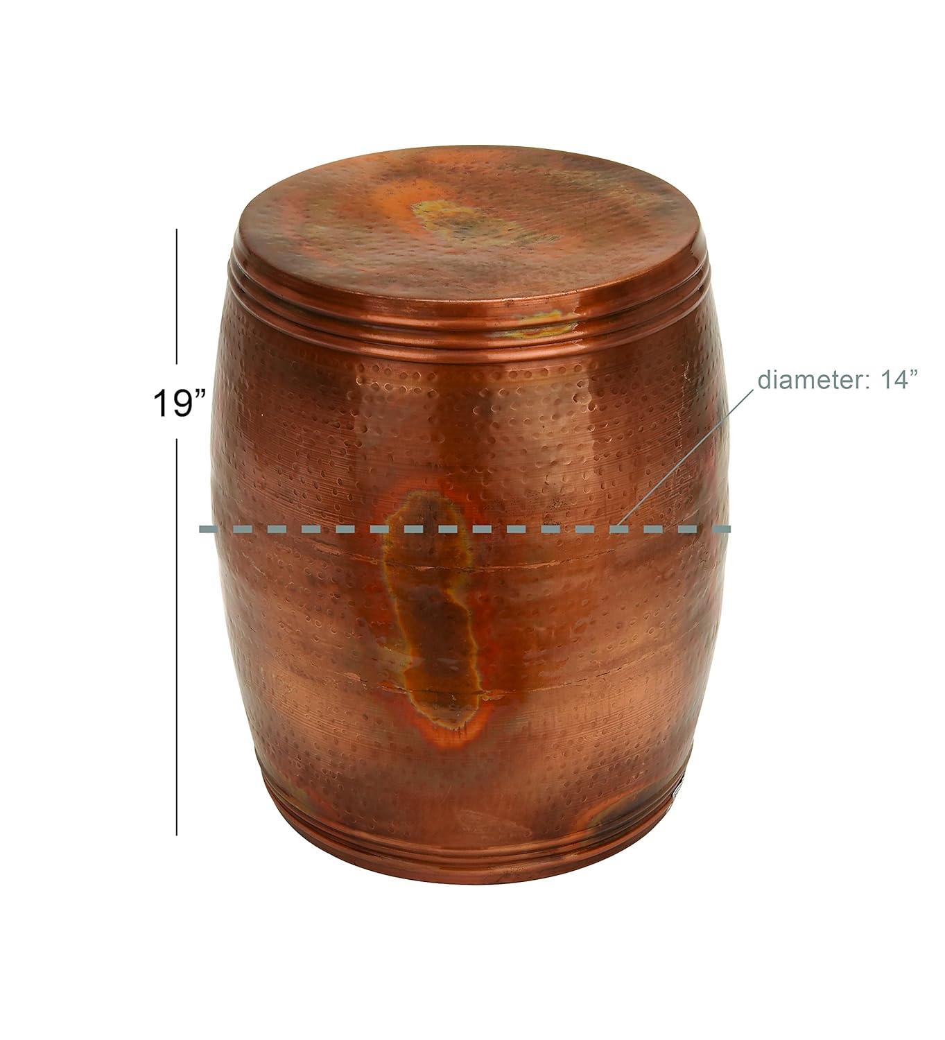 Metal Drum Copper Colored Accent Table - Olivia & May: Hammered Aluminum, Indoor Use, Fully Assembled