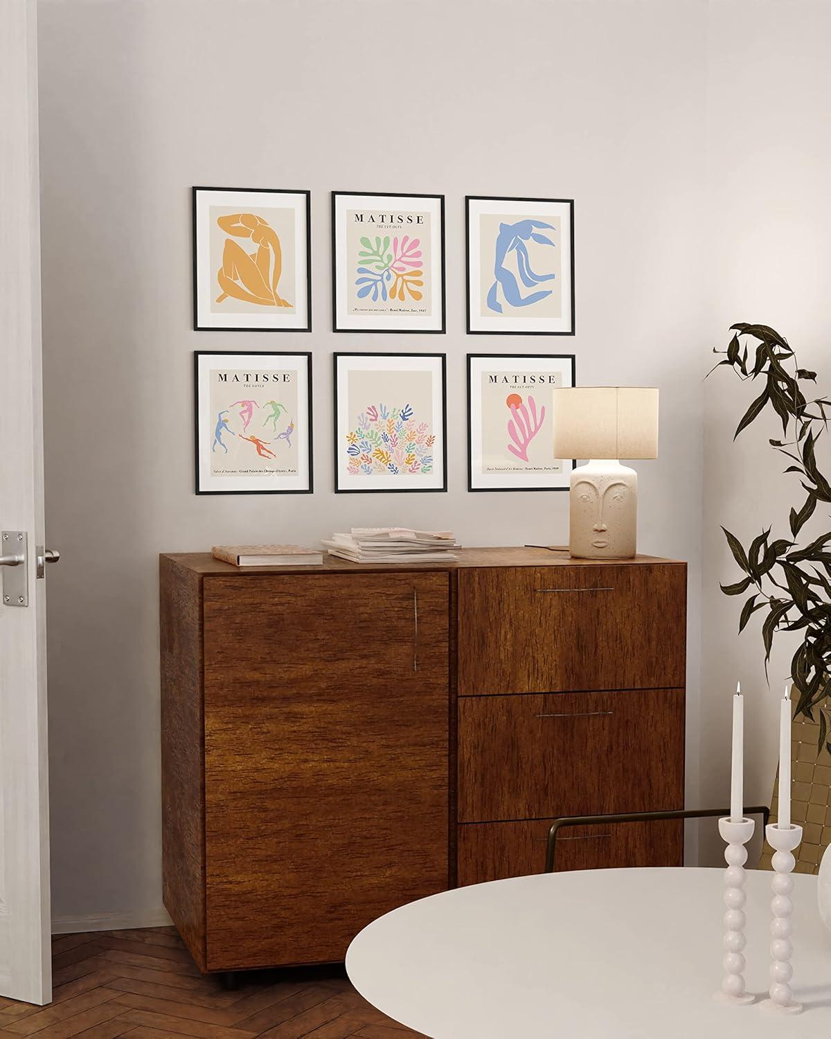 Matisse Pastel Abstract Art Set with Black Oak Frames