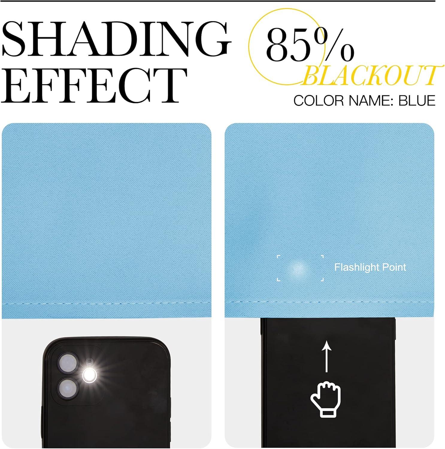 NICETOWN Bedroom Blackout Curtain Panels - Home Fashion Window Treatment Ring Top Blackout Draperies and Drapes (52 inches x 63 inches, Set of 2 Panels, Blue)