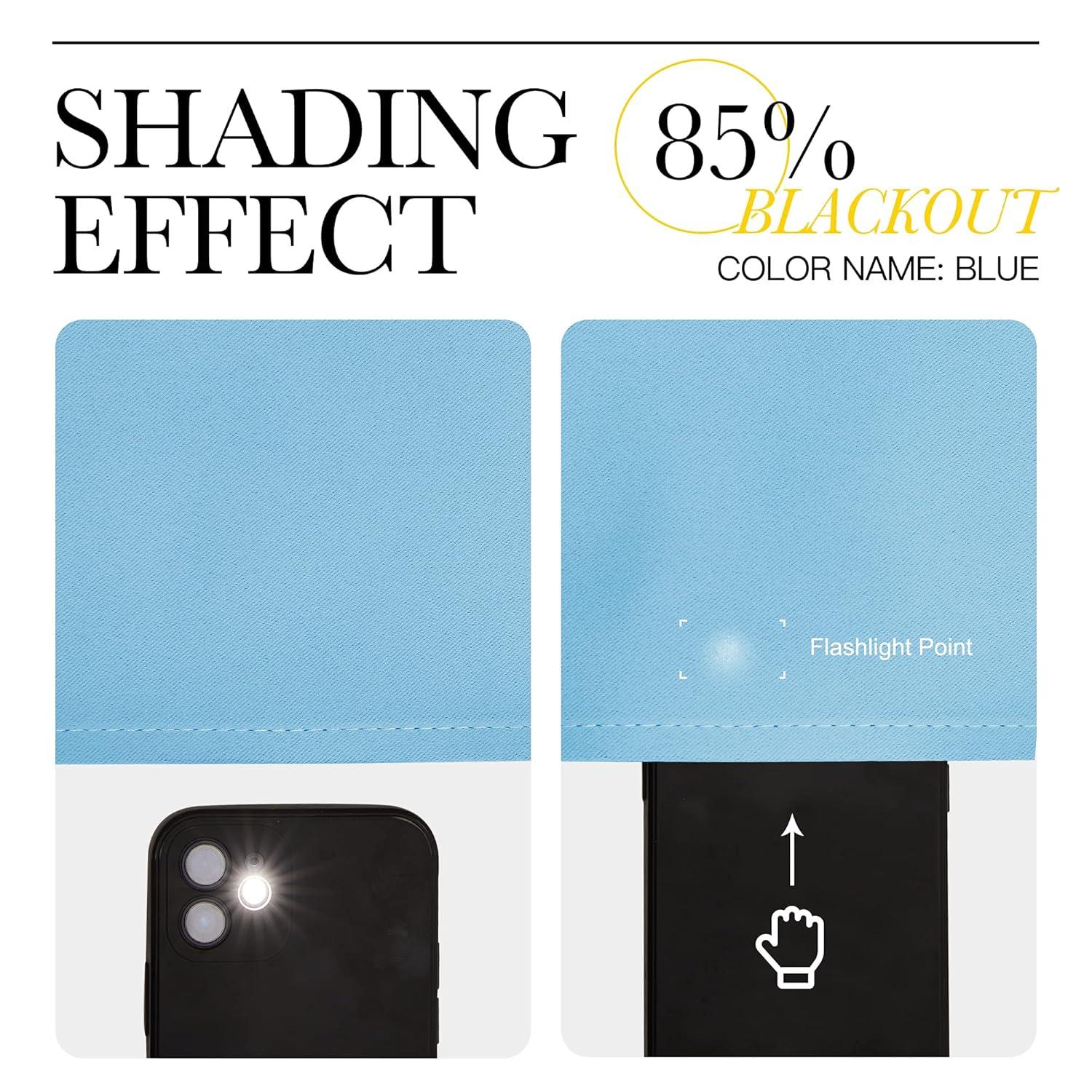 NICETOWN Bedroom Blackout Curtain Panels - Home Fashion Window Treatment Ring Top Blackout Draperies and Drapes (52 inches x 63 inches, Set of 2 Panels, Blue)