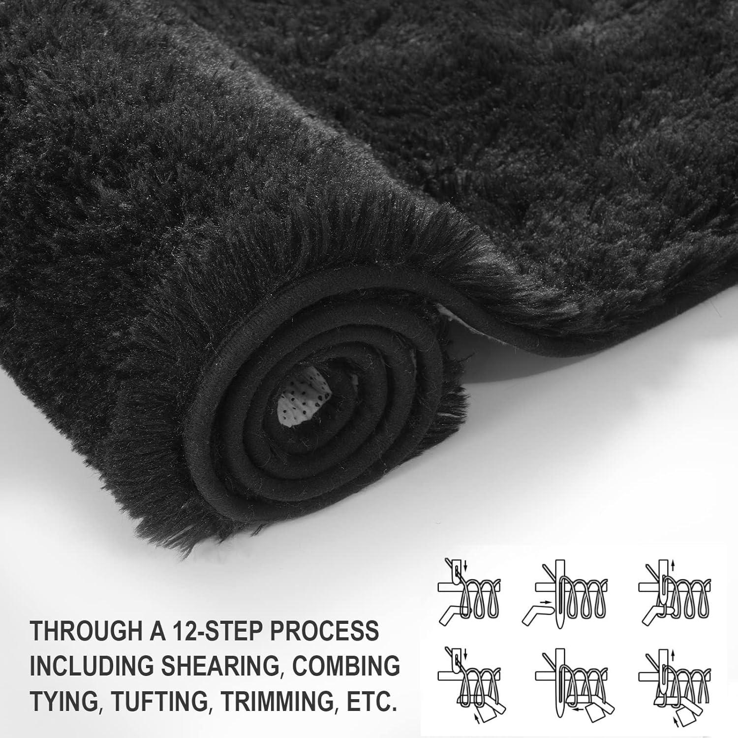 Bailu Fluffy Black Rug for Living Room,5x8 Area Rugs,Thick Plush Shag Rug,Shaggy Rugs for Bedroom,Big Fuzzy Carpet,Comfy Kids Rugs,Large Living Room Rugs,Living Room Decor