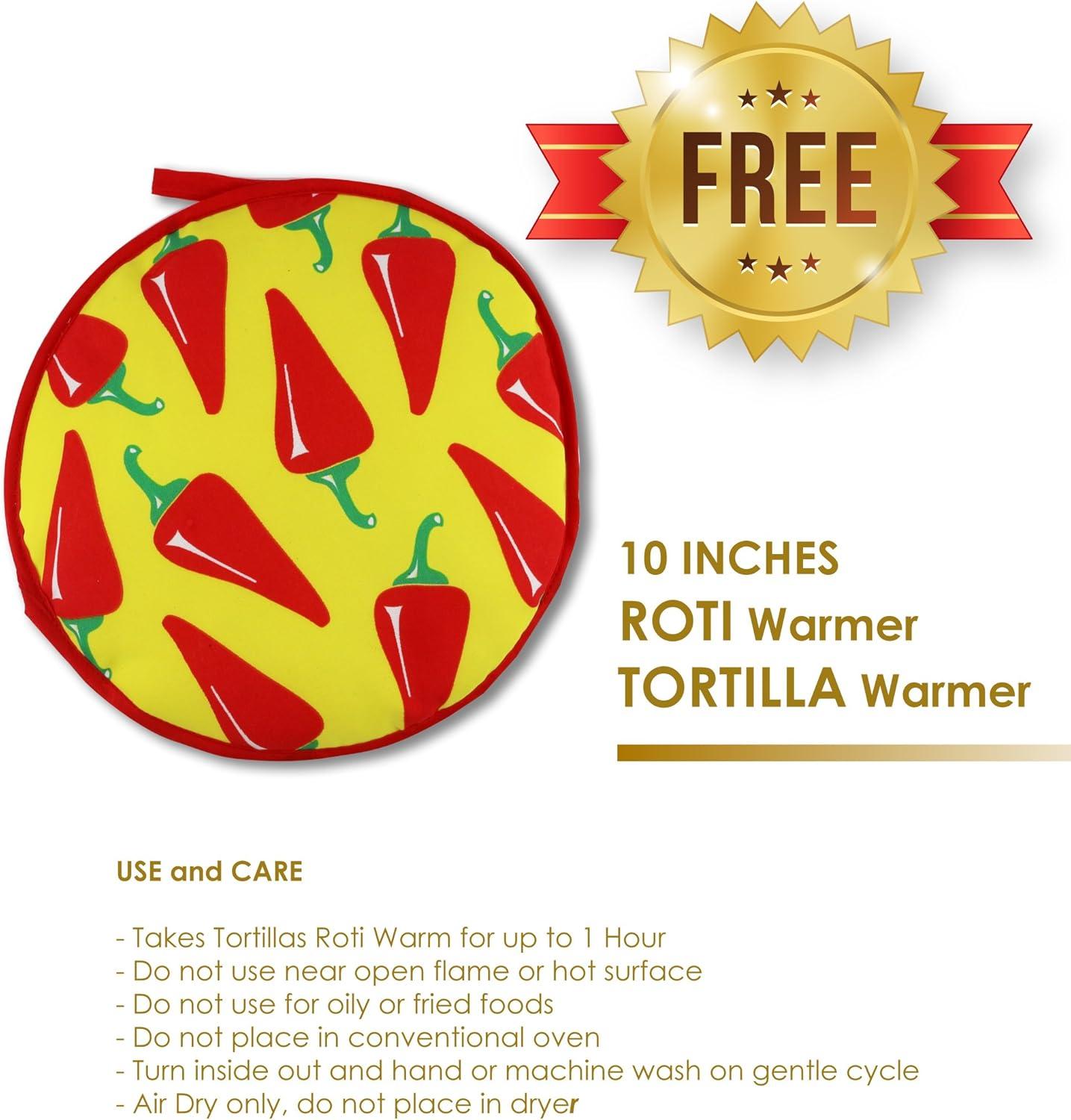10inch Roti Maker by StarBlue with FREE Roti Warmer - The automatic Stainless Steel Non-Stick Electric machine to make Indian style Chapati, Tortilla, Roti AC 120V 50/60Hz 1200W