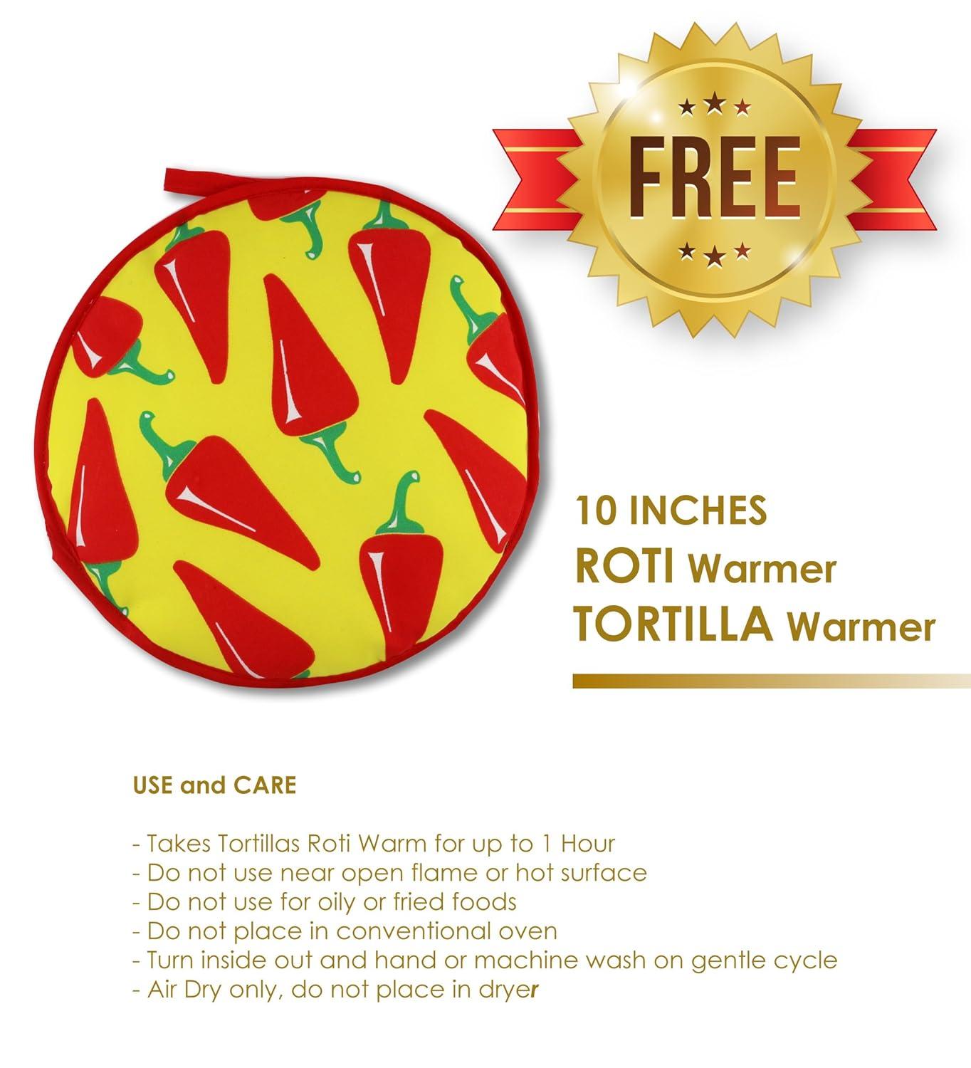 10inch Roti Maker by StarBlue with FREE Roti Warmer - The automatic Stainless Steel Non-Stick Electric machine to make Indian style Chapati, Tortilla, Roti AC 120V 50/60Hz 1200W