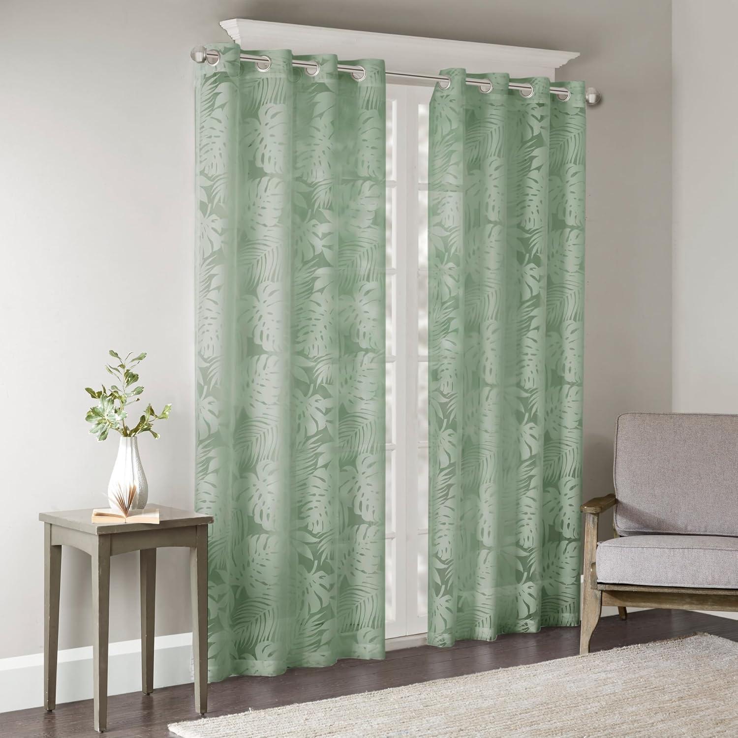 Madison Park Leilani Palm Leaf Burnout Window Sheer