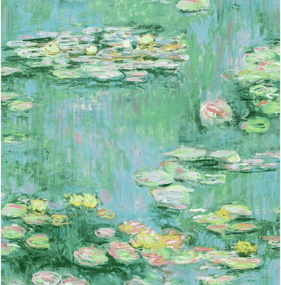 NextWall  Lily Pond Peel and Stick Wallpaper 20.5 in. W x 18 ft. L - Olive & Sky Blue