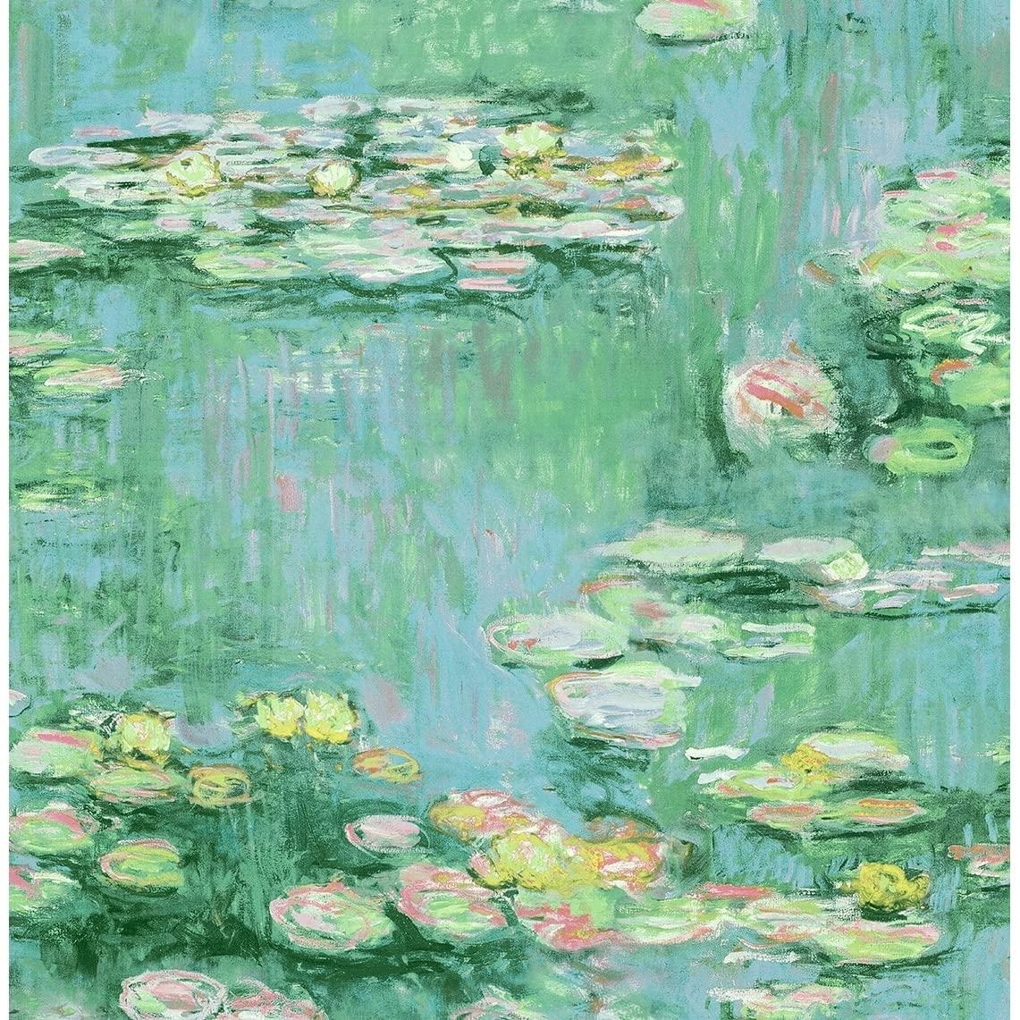NextWall  Lily Pond Peel and Stick Wallpaper 20.5 in. W x 18 ft. L - Olive & Sky Blue