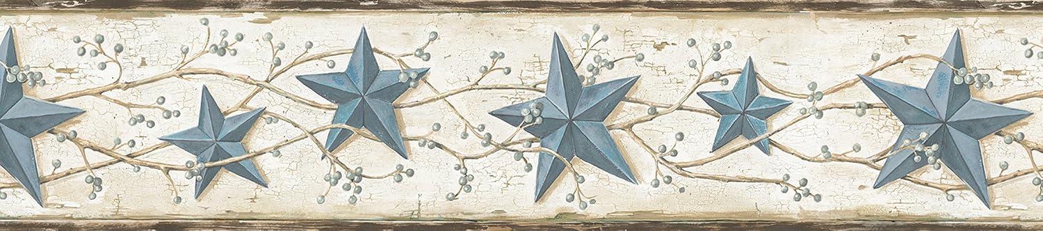 878788 Heritage Tin Star Wallpaper Border Blue CTR65366b