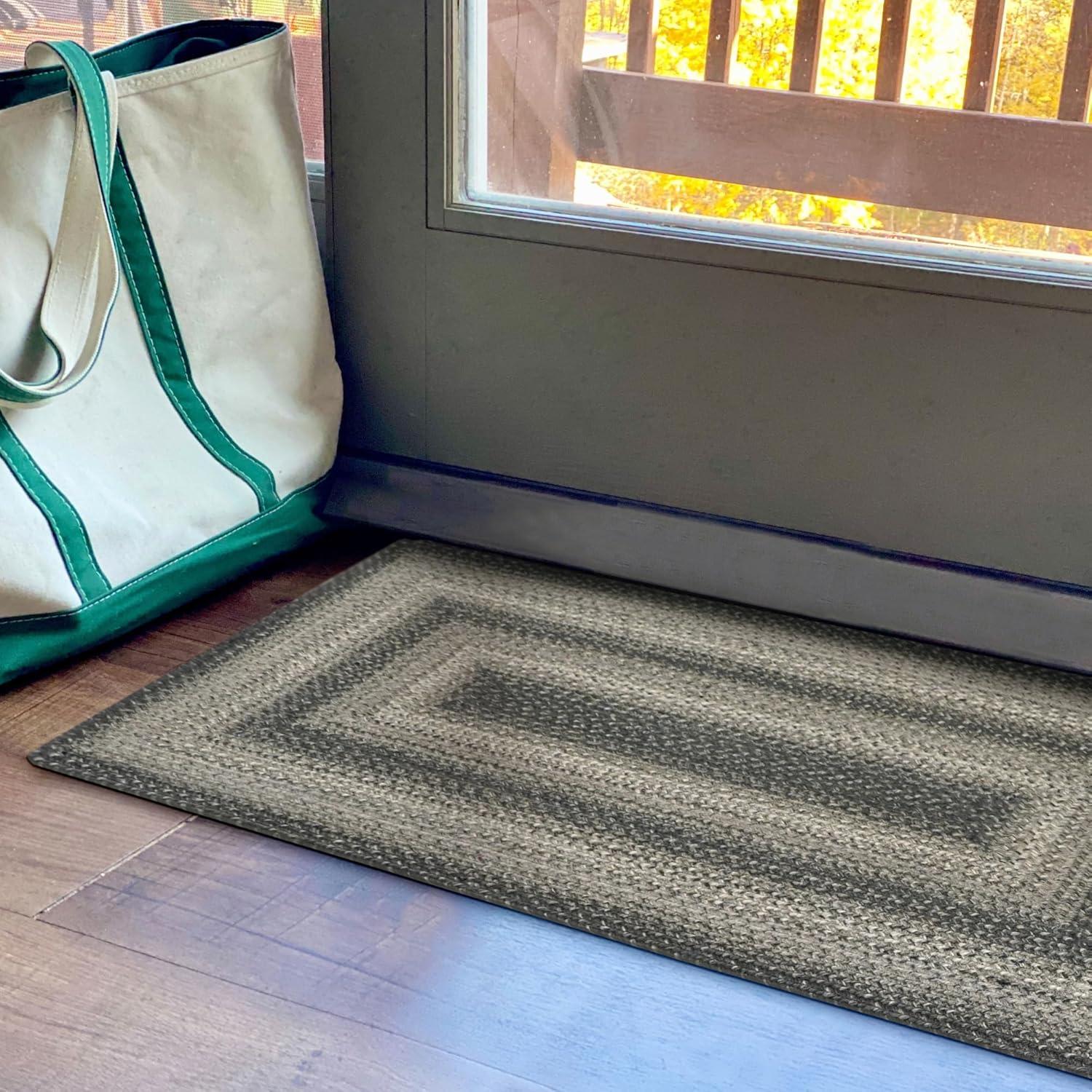 Homespice Flint Hill Primitive Runner Rug 22x72 Charcoal Gray Braided Runner