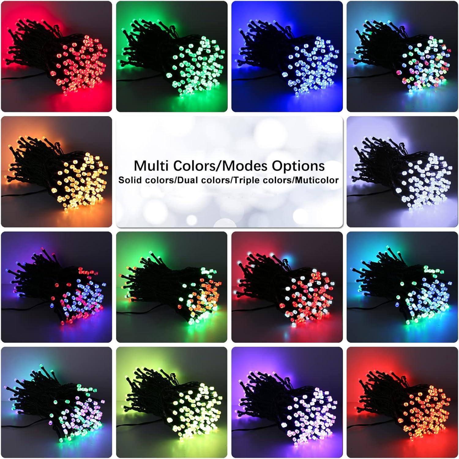 Outdoor Color-Changing LED Christmas Tree Lights with Remote, 66ft