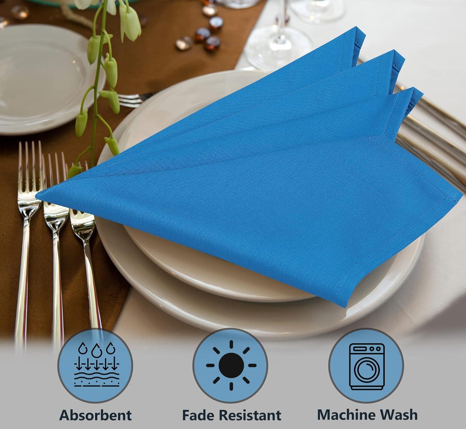 Ruvanti Cloth Napkins Set of 12, 18x18 inches Napkins Cloth Washable, Soft, Durable, Absorbent, Cotton Blend. Table Dinner Napkins Cloth for Hotel, Lunch, Restaurant, Wedding Event, Parties - Blue