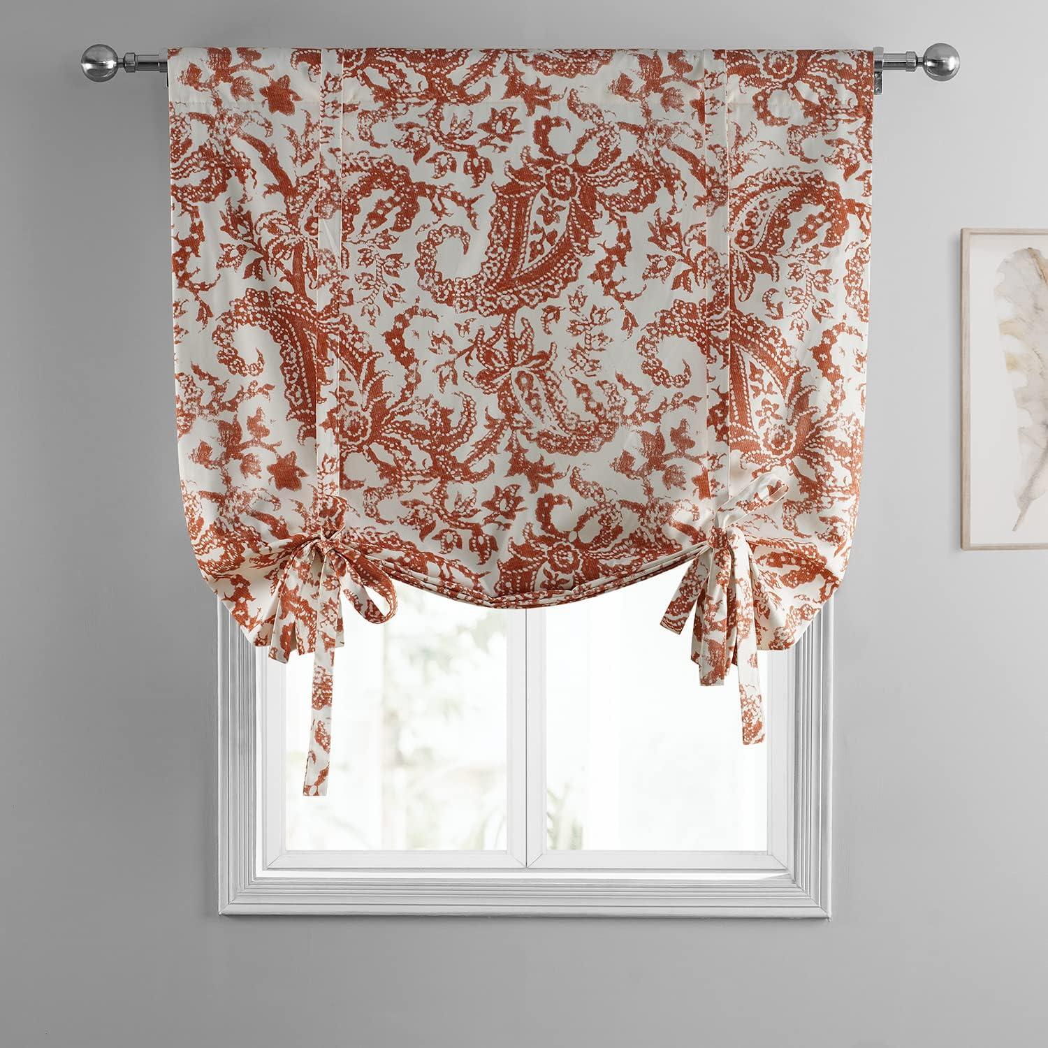 Edina Rust Paisley Cotton Tie-Up Window Shade 46 x 63