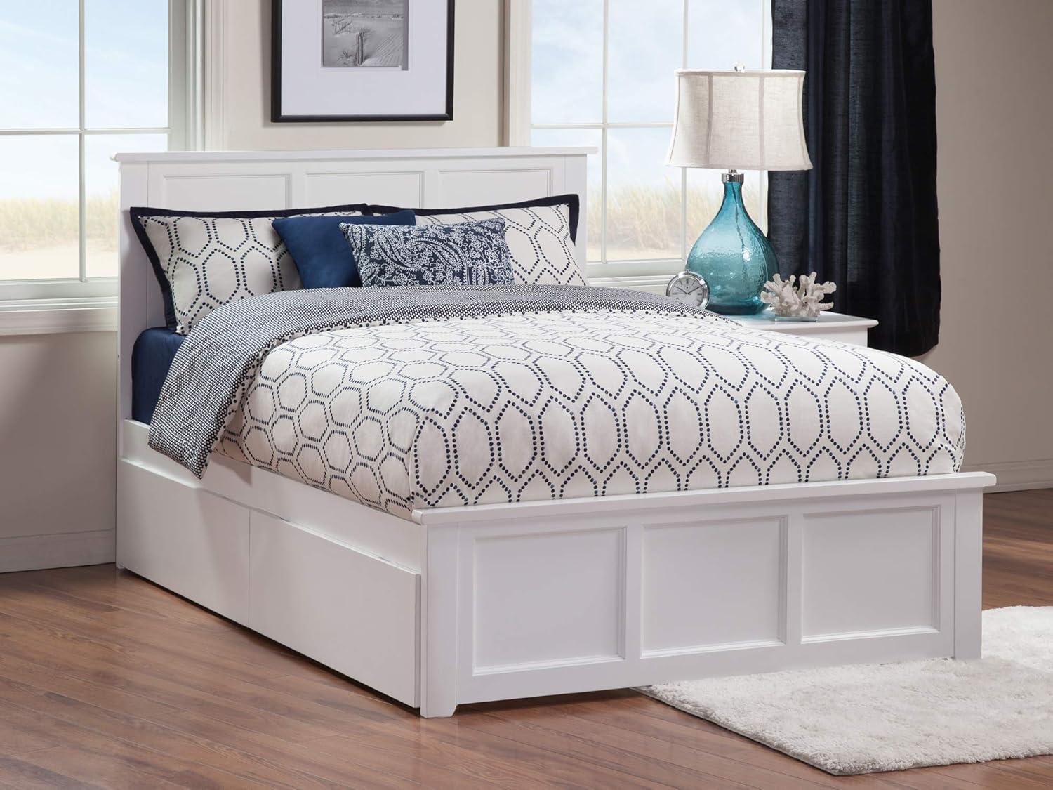 Madison White Twin XL Platform Bed with Matching Foot Board with 2-Urban Bed Drawers
