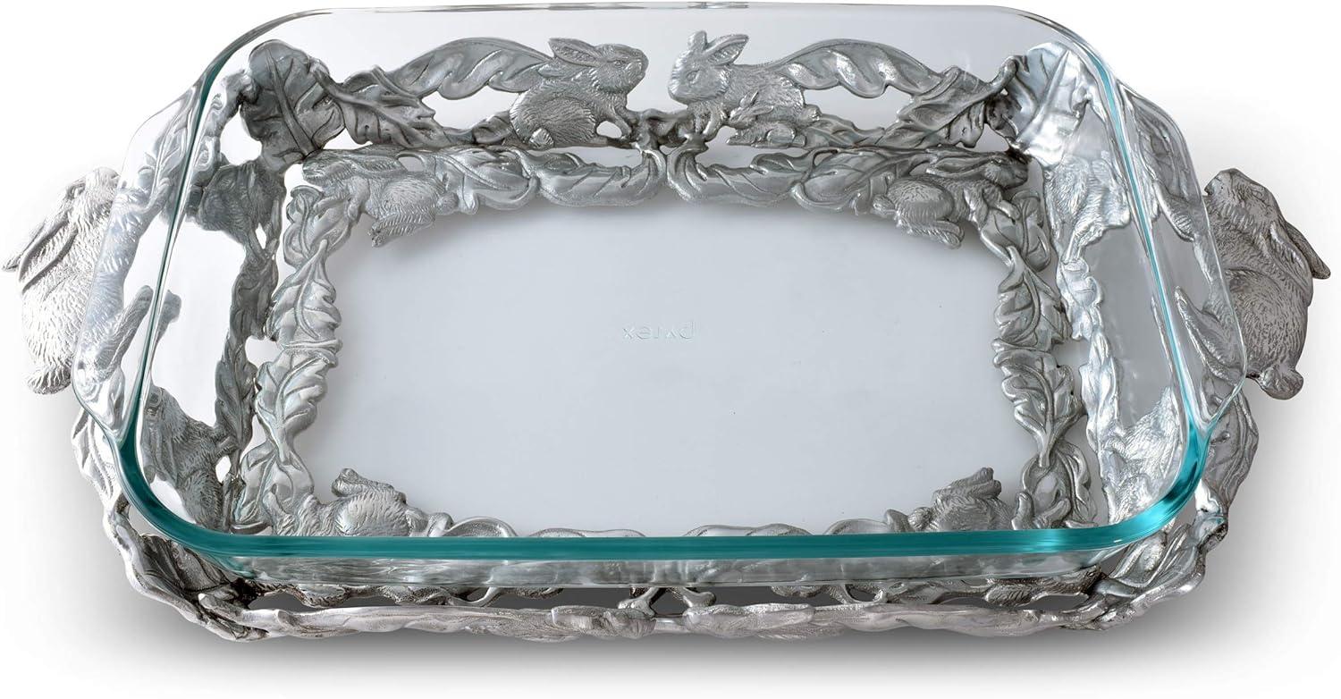Silver Bunny Aluminum and Glass 3-Quart Casserole Dish