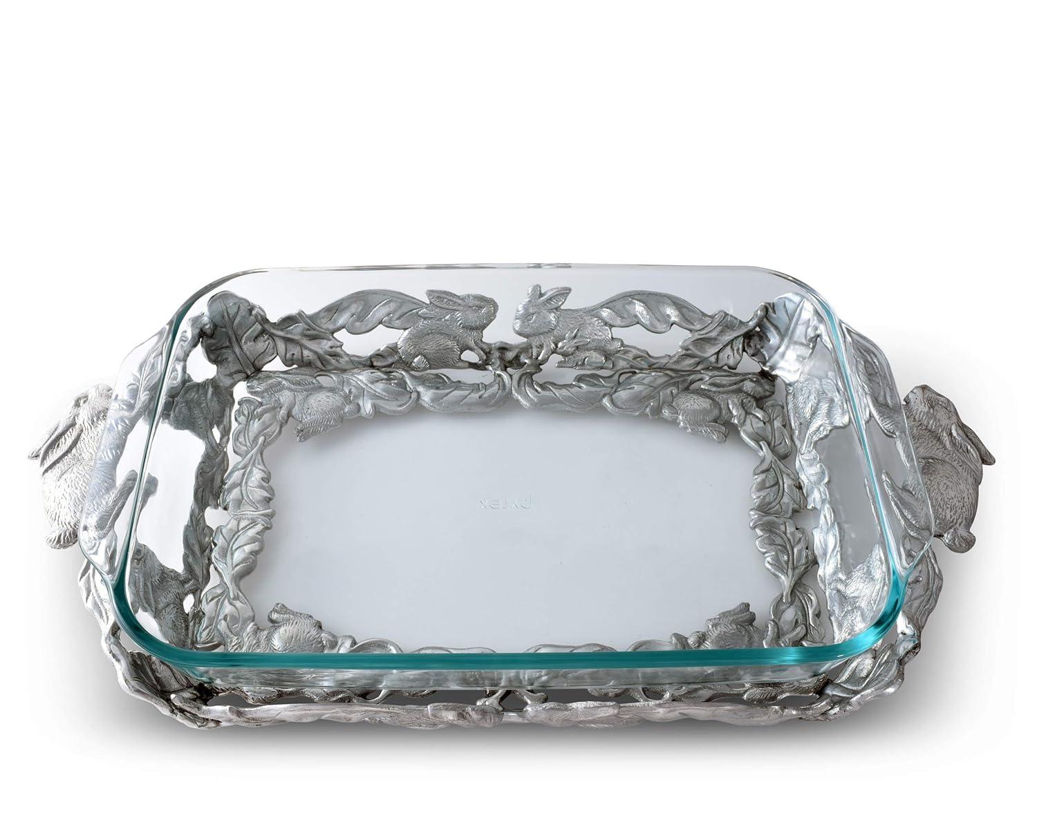 Silver Bunny Aluminum and Glass 3-Quart Casserole Dish