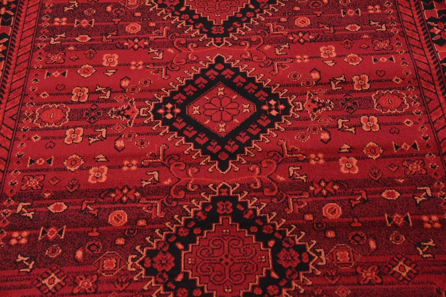 Rugs.com Bokhara Collection Rug – 5' x 8' Red Low Rug Perfect For Bedrooms, Dining Rooms, Living Rooms