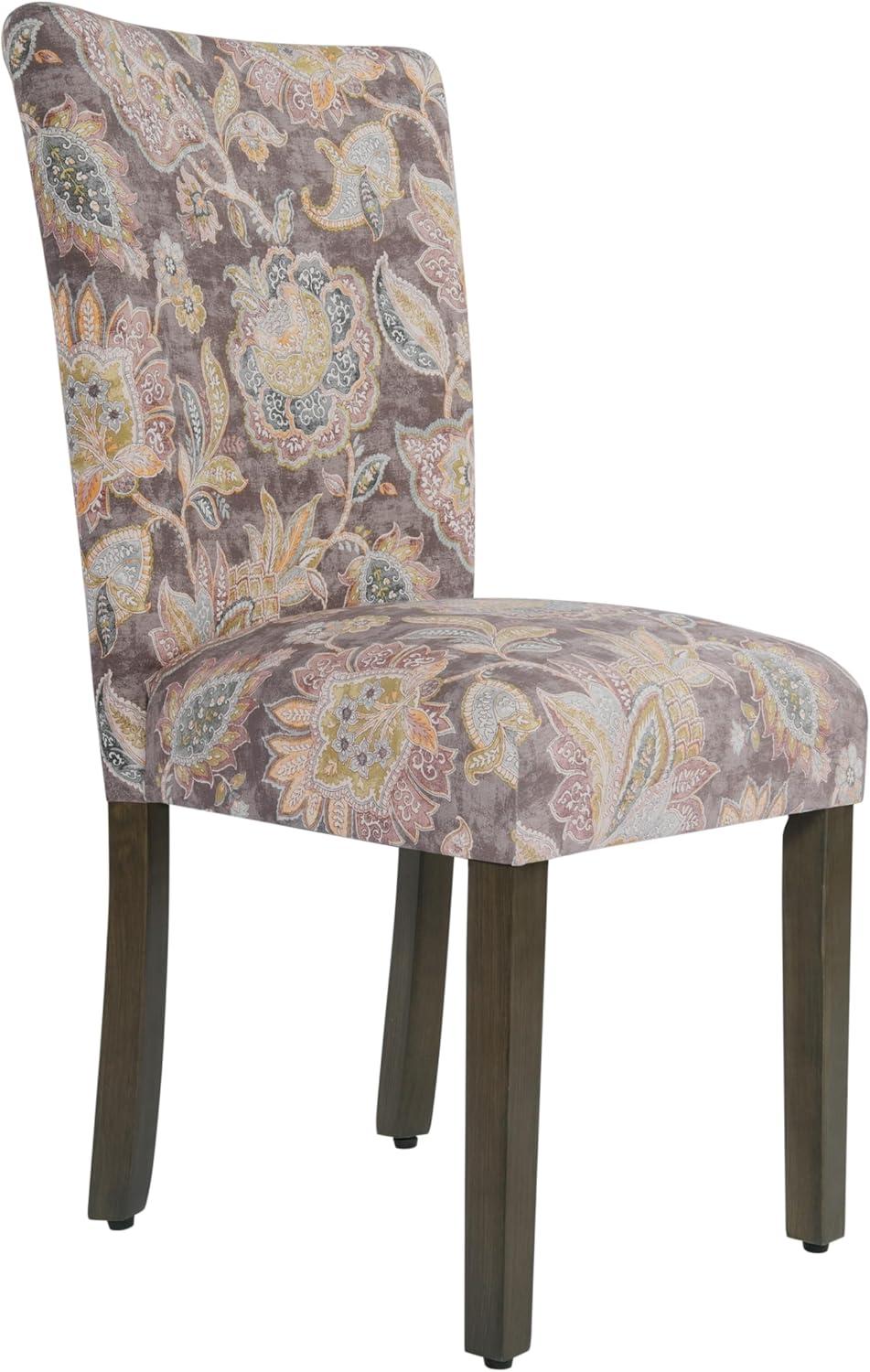 HomePop Parsons Classic Upholstered Accent Dining Chair, Set of 2, Multicolor Gray Floral