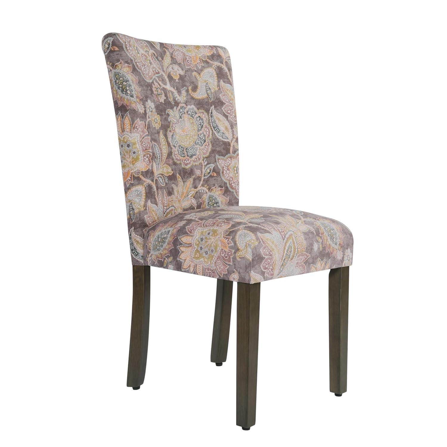 HomePop Parsons Classic Upholstered Accent Dining Chair, Set of 2, Multicolor Gray Floral