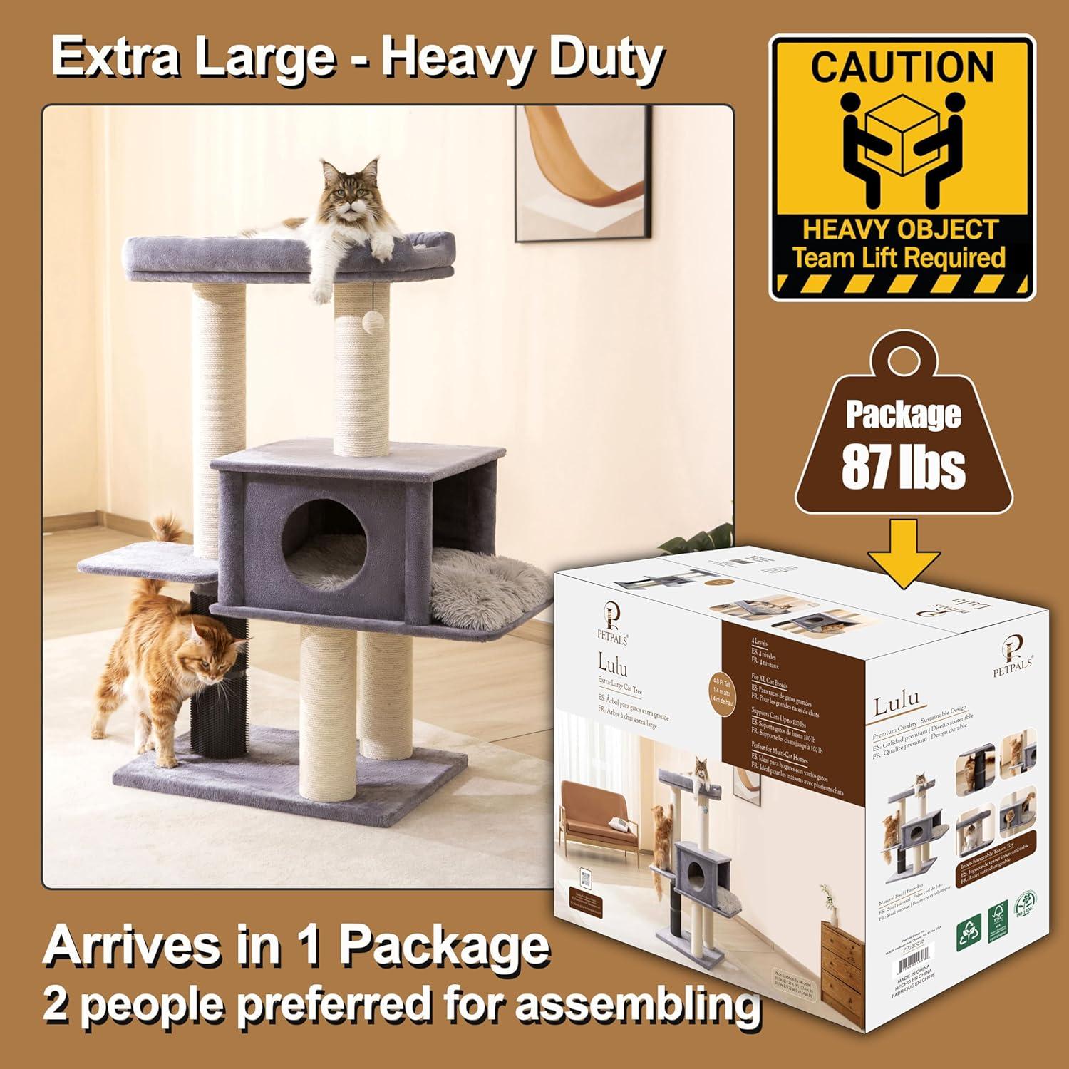 57" Cat Tree with Condo and Rubber Groomer