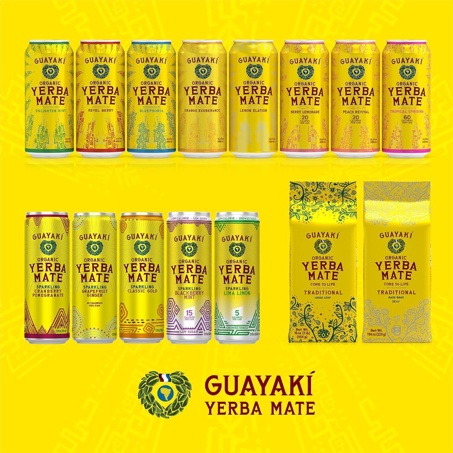 Guayaki Organic Yerba Mate Tropical Uprising Energy Drink 15.5oz Pack of 12