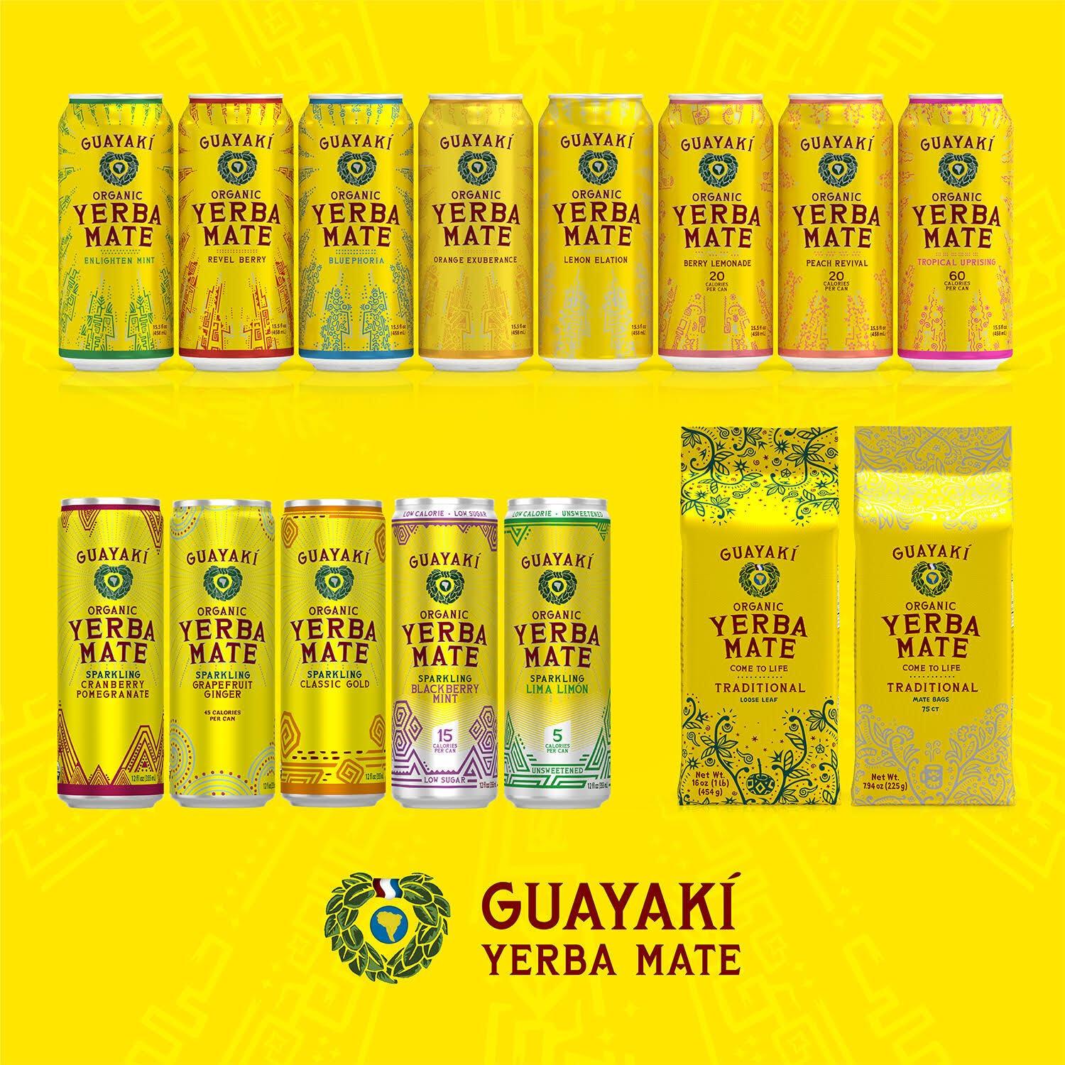 Guayaki Yerba Mate, Clean Energy Drink Alternative, Organic Tropical Uprising, 15.5oz (Pack of 12), 150mg Caffeine