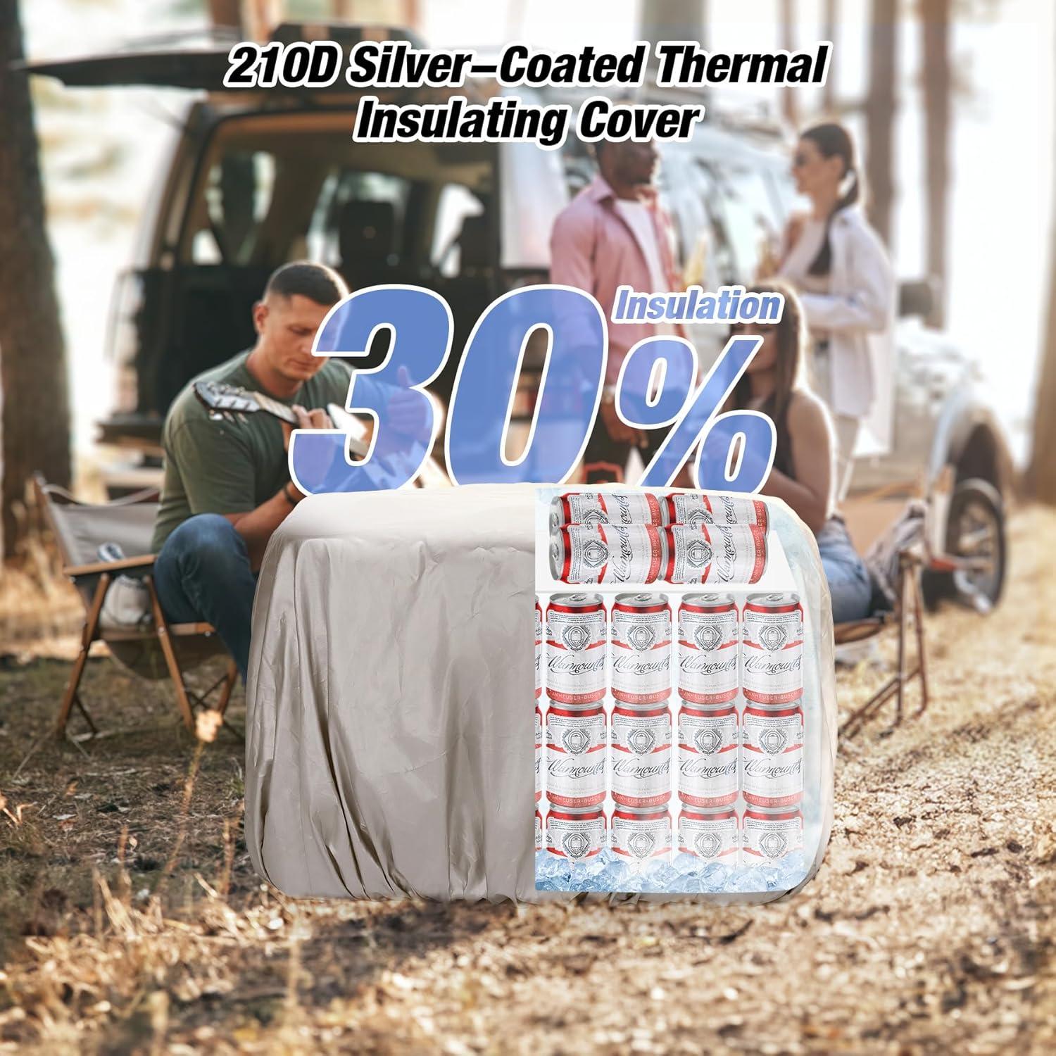 WARMOUNTS Soft Cooler Bag 48 Cans & Insulated Bag 2 in 1, w/ Insulating Cover, Upgraded Leakproof Camping Cooler Bag 2 Compartment for Camping Hiking Picnic Beach