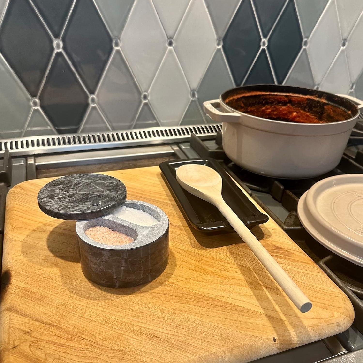 Fox Run Brands Fox Run Marble Double Salt Cellar, Black