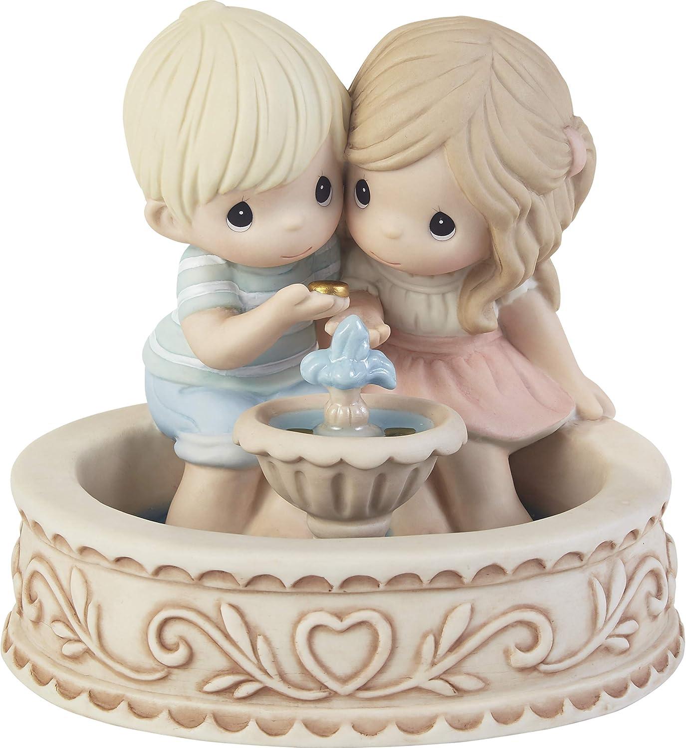 Romantic Couple at Fountain Porcelain Figurine