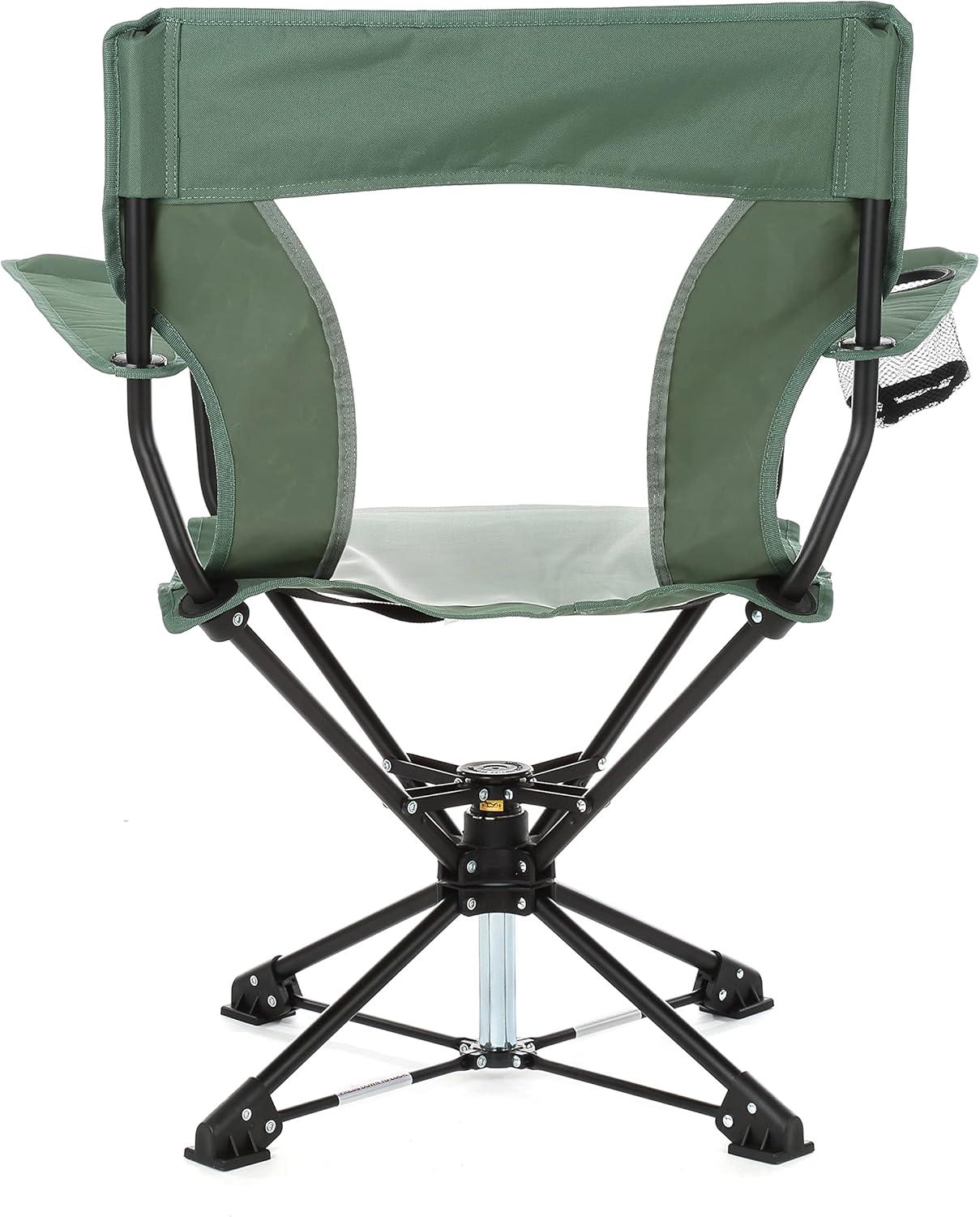 Green 360° Swivel Hunting Chair with Armrests and Mesh