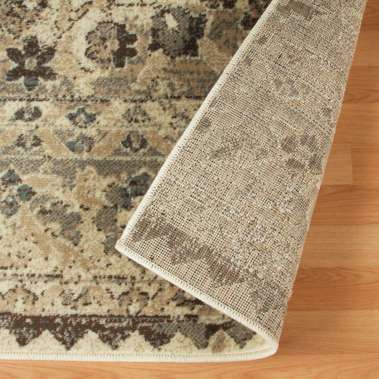 Fawn Beige 8' x 10' Floral Synthetic Area Rug