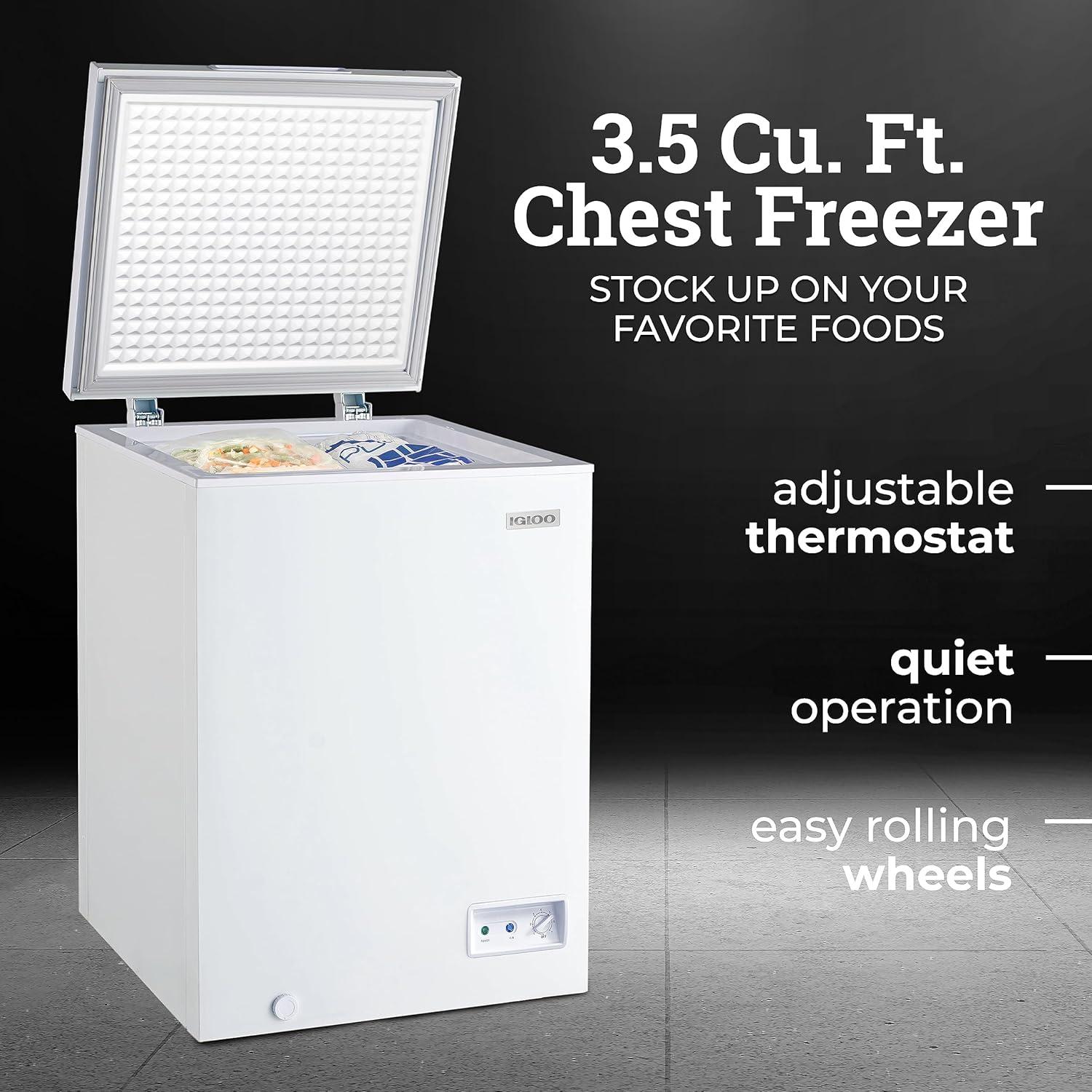 Igloo Portable 3.5 cu. ft. Garage Ready Chest Freezer with Adjustable Temperature Controls