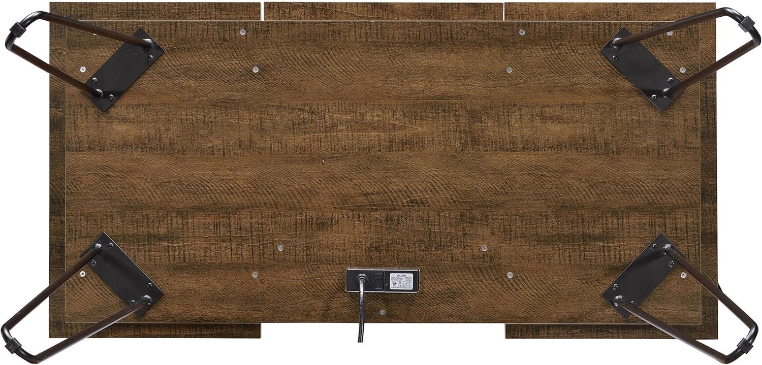 Sheeran Storage Writing Desk with Hairpin Legs Rustic Amber - Coaster: Industrial Style, Enclosed Cabinet, USB Ports