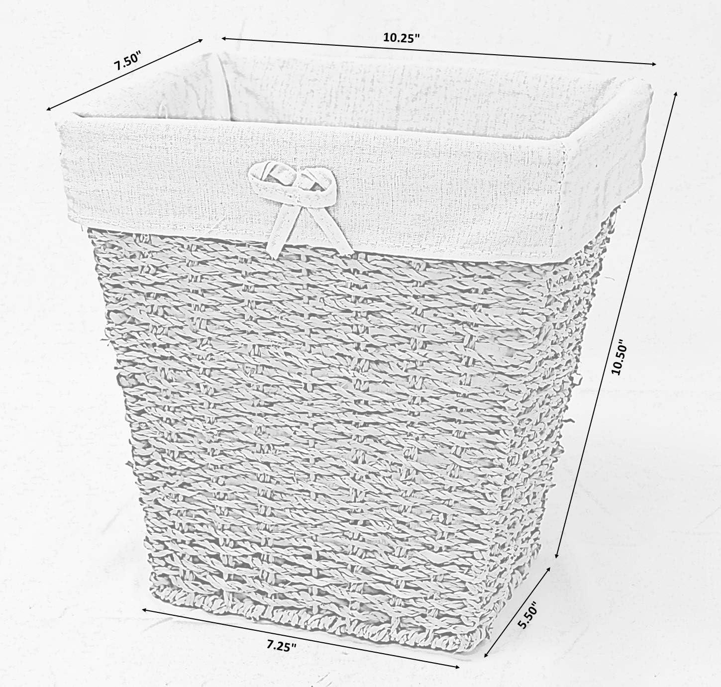 Vintiquewise Woven Seagrass Small Waste Bin Lined with White Washable Lining