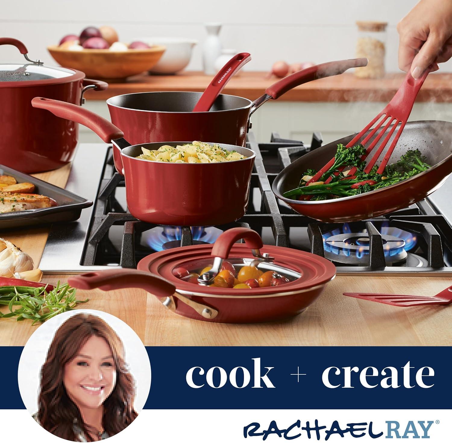 Rachael Ray Rachael Ray Cook + Create Aluminum Nonstick Square Stovetop Griddle Pan, 11-Inch