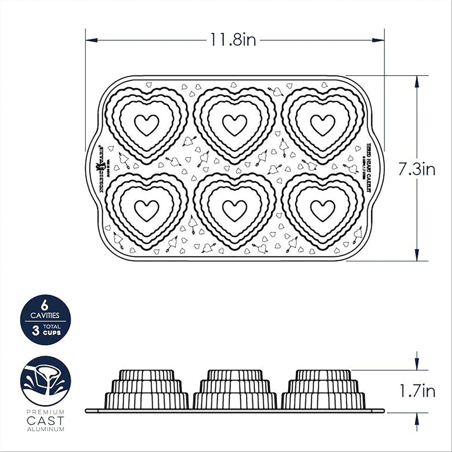 Nordic Ware Nordic Ware Non-Stick Novelty Tiered Hearts Cakelet Pan