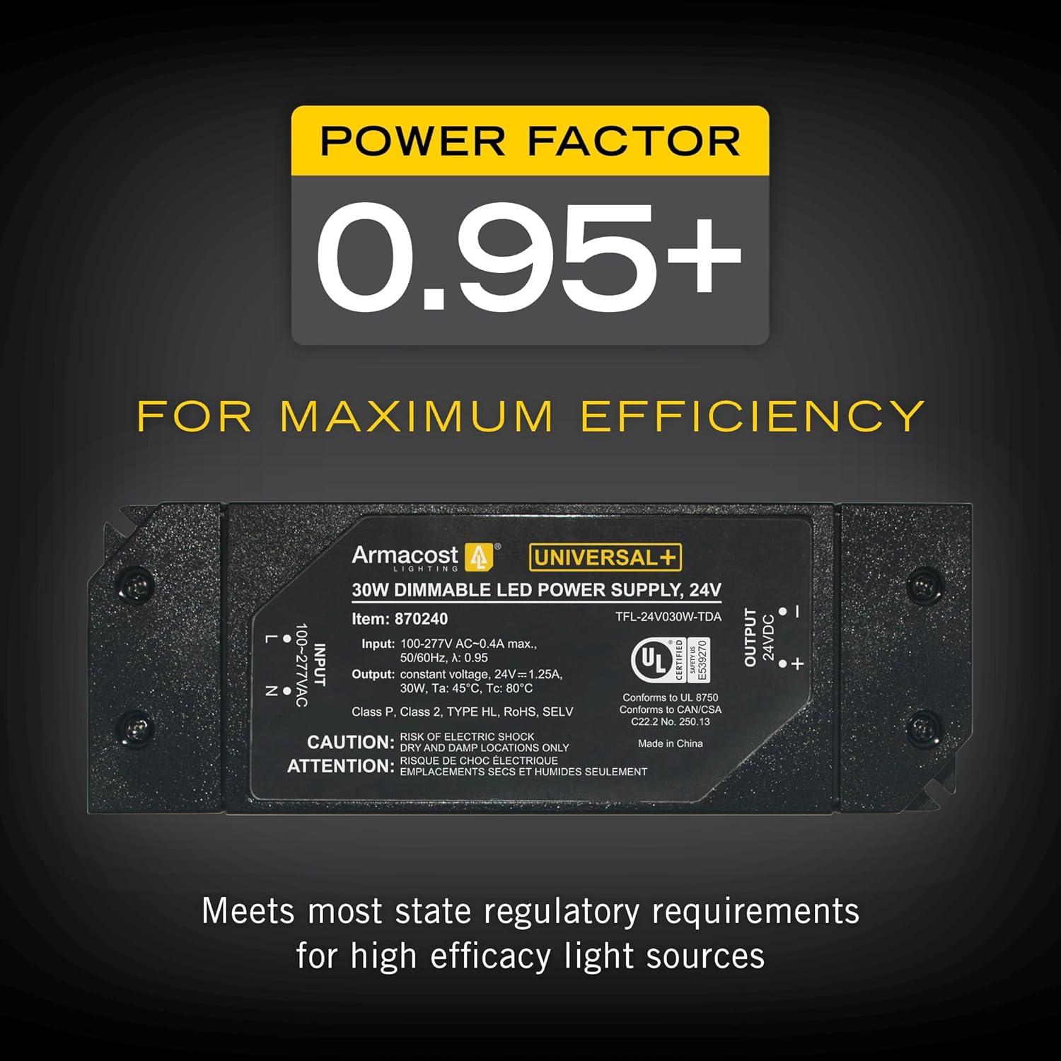 Armacost Lighting Universal+ Dimmable LED Driver 24V DC, Electronic Transformer ELV/MLV/TRIAC 870240