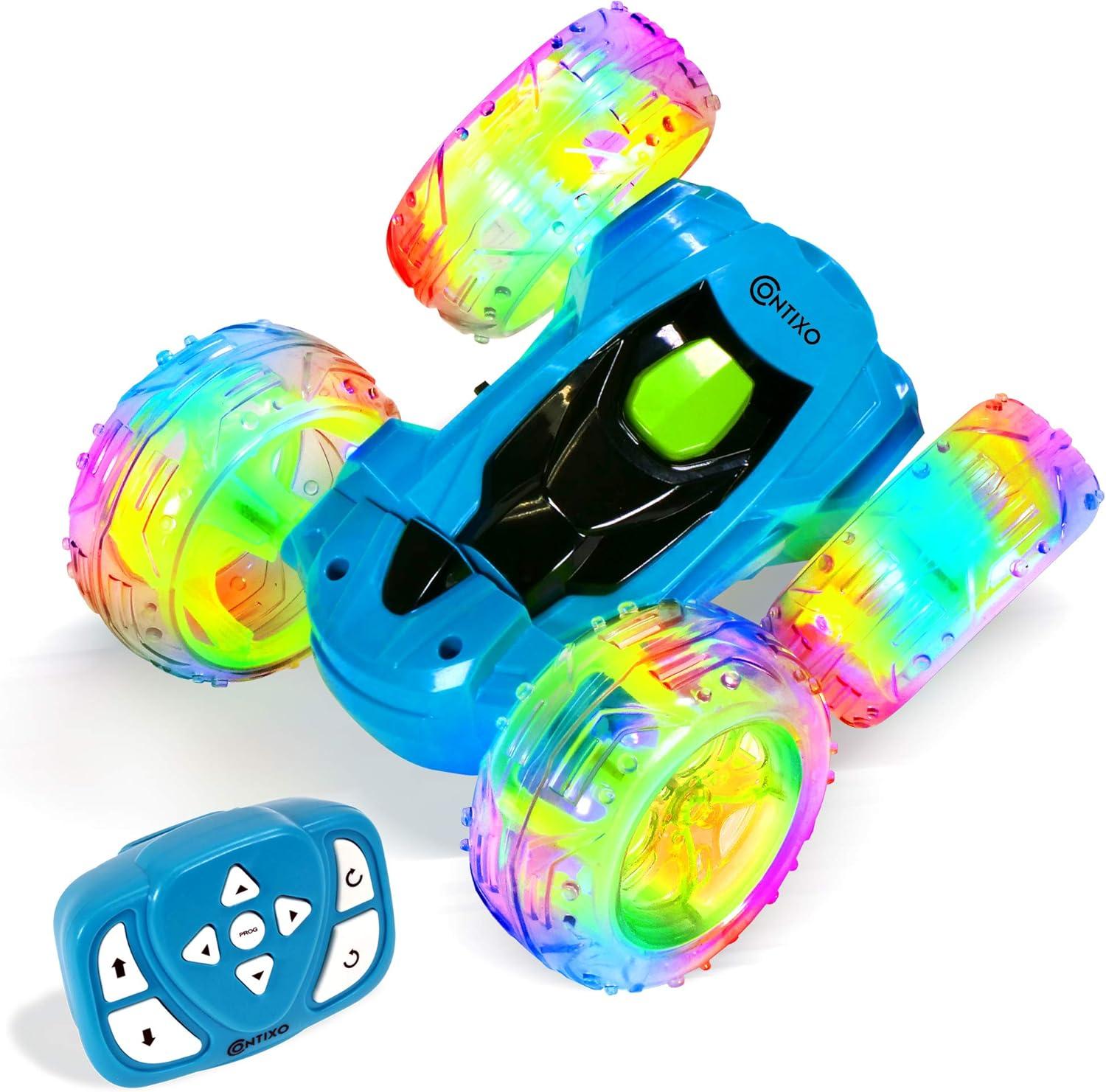 Contixo SC3 RC Stunt Car, 360 Flip & Rotate, LED Lights, Wristband Controller, All-Terrain, Ages 4-7 - Blue