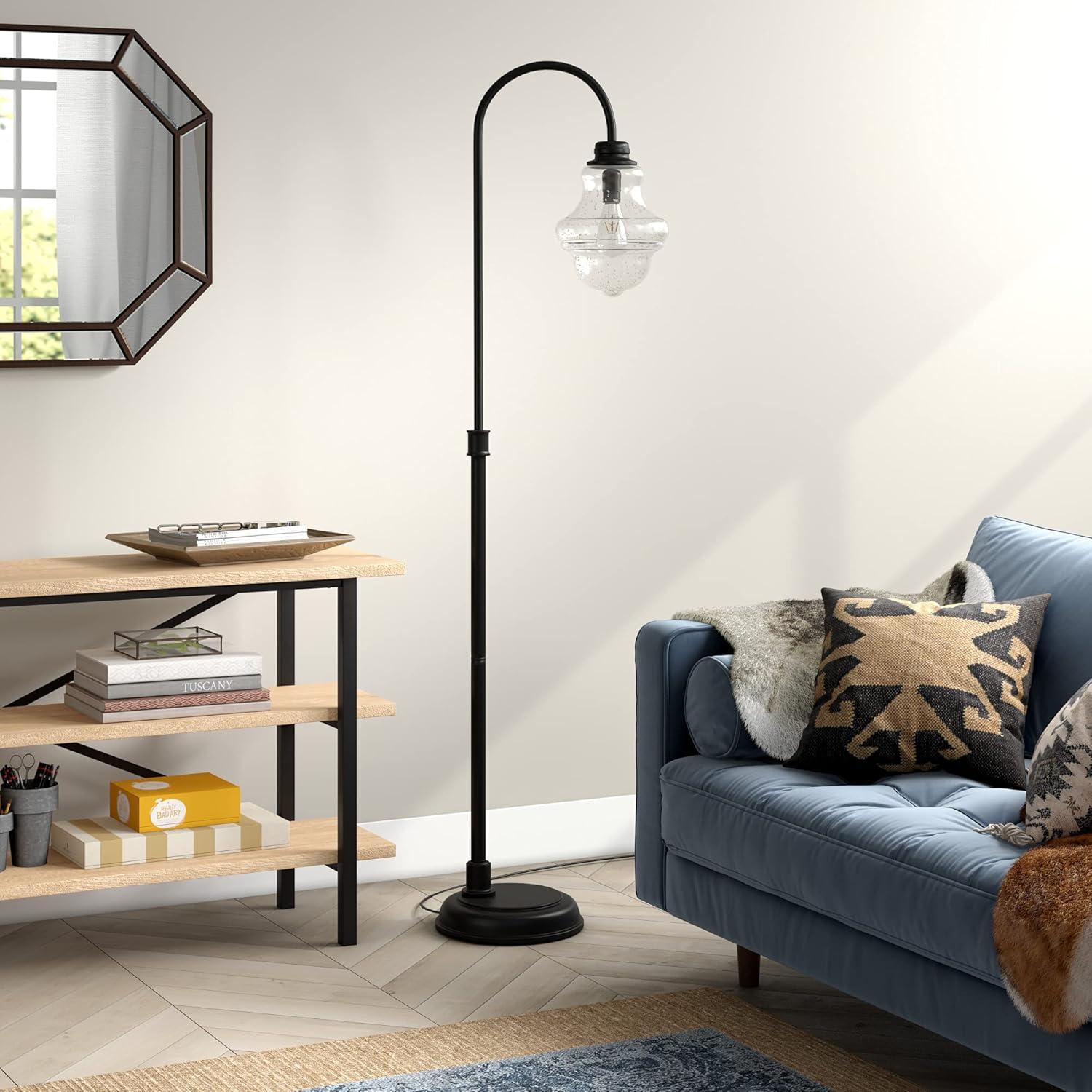 Henn&Hart 12" Blackened Bronze Metal/Glass Floor Lamp