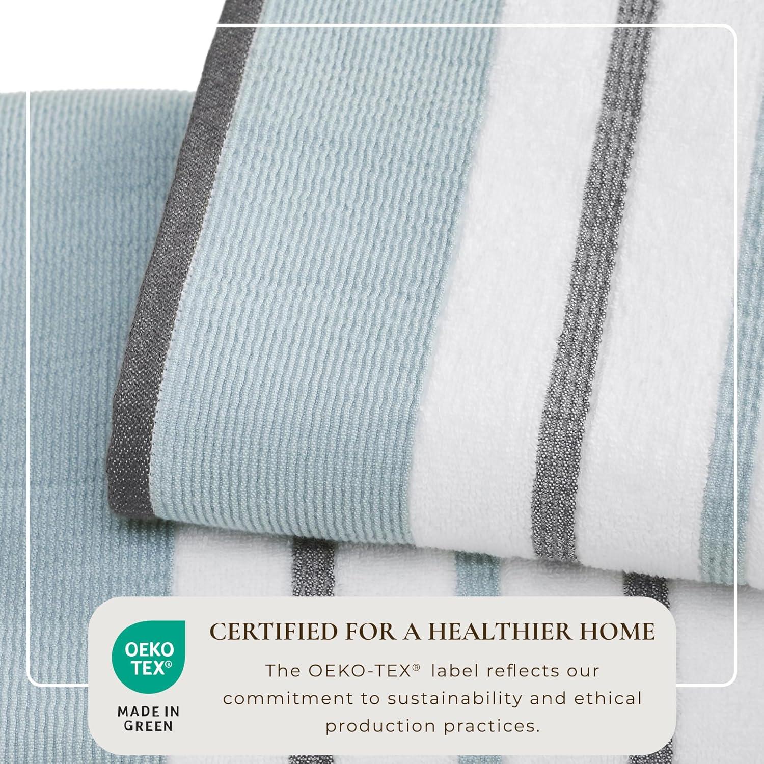 Combed Cotton Decorative Quick-Dry Towel Set (6 Piece Set, Eucalyptus / Grey)