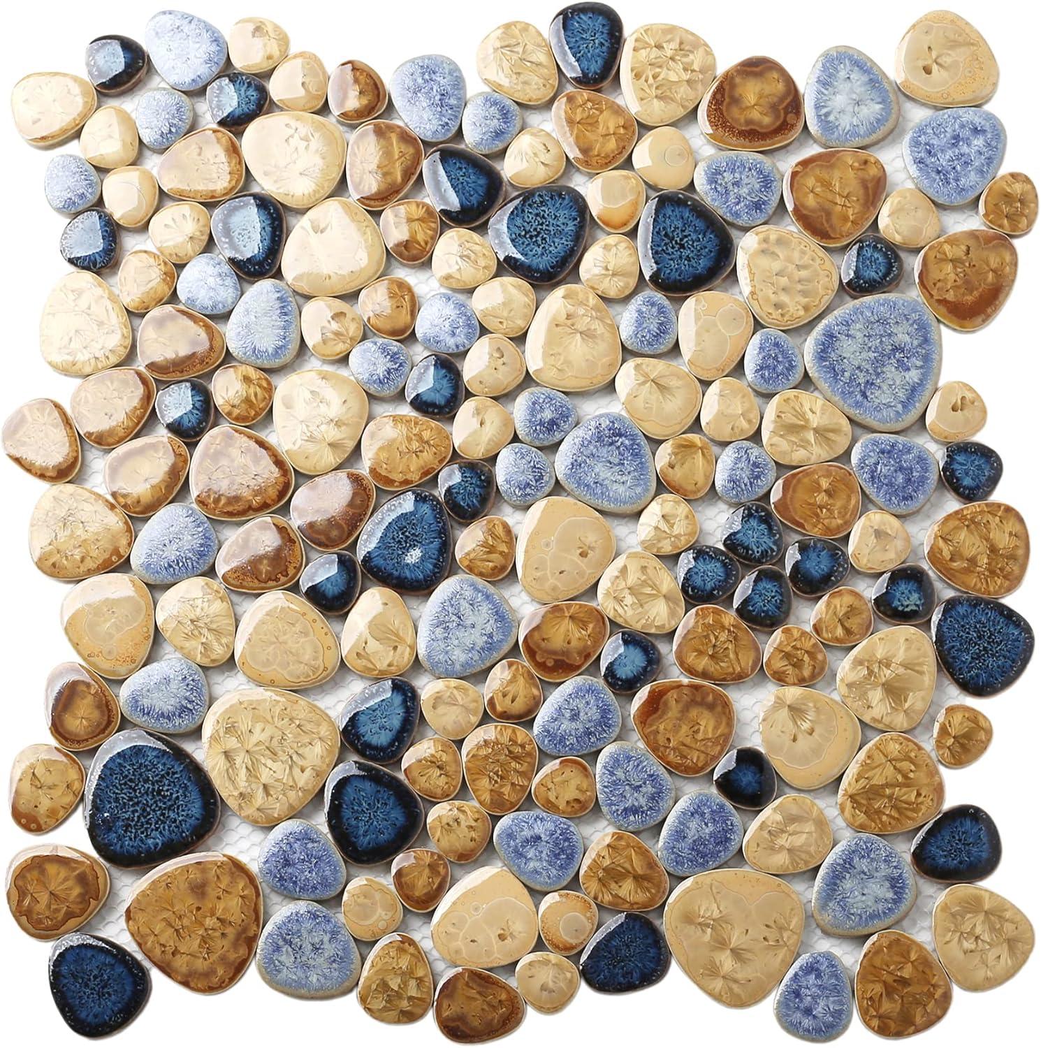 12" x 12" Porcelain Pebble Mosaic Wall & Floor Tile