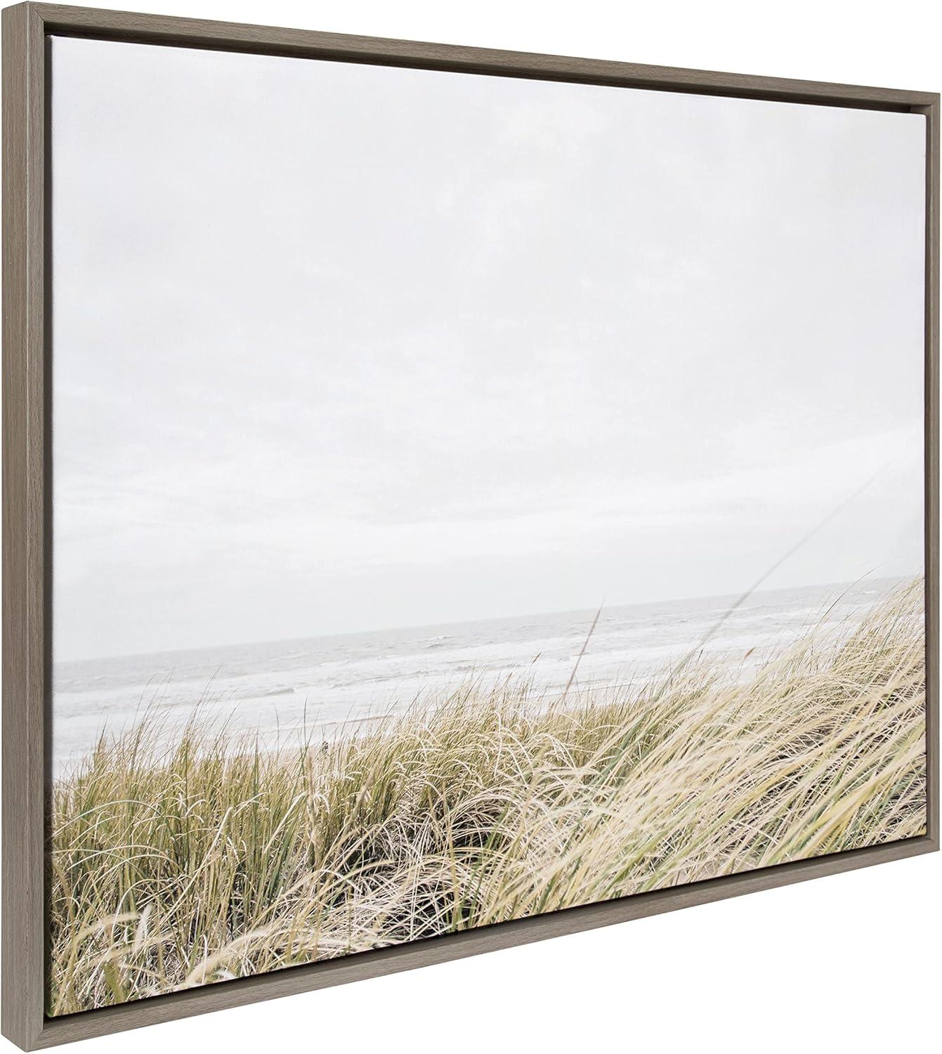 28" x 38" Sylvie East Beach Framed Canvas by Amy Peterson Art Studio Gray - Kate & Laurel All Things Decor