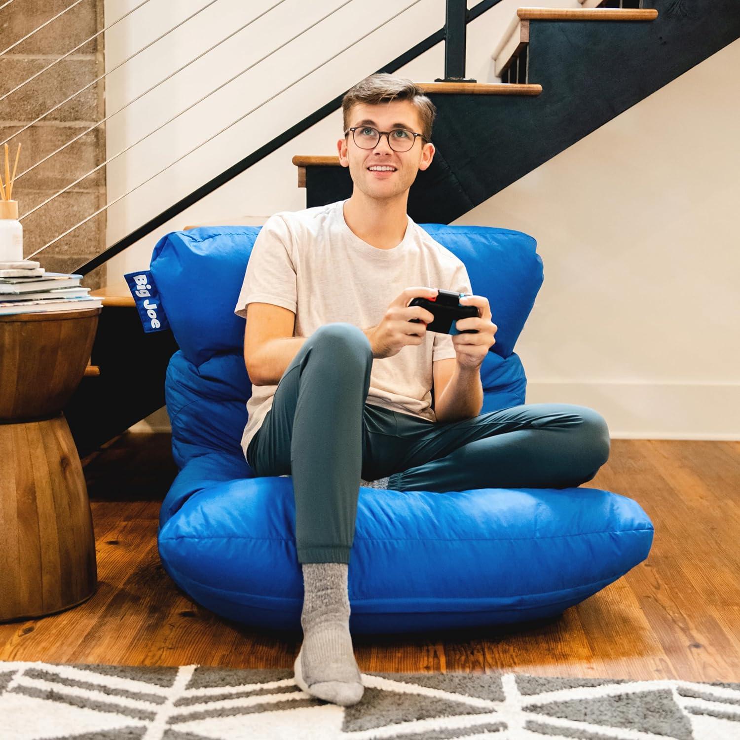 Big Joe Roma Bean Bag Chair for Lounging and Gaming, Nylon Polyester Blend, Sapphire