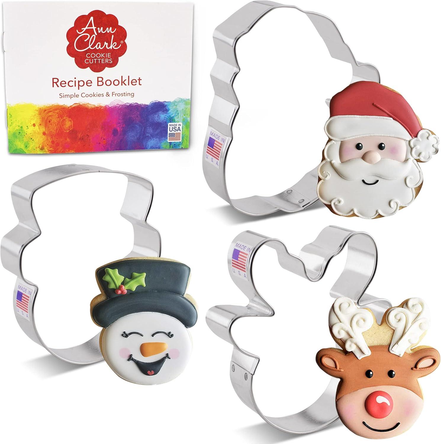 Christmas Metal Cookie Cutter Set with Santa, Snowman, Reindeer Shapes