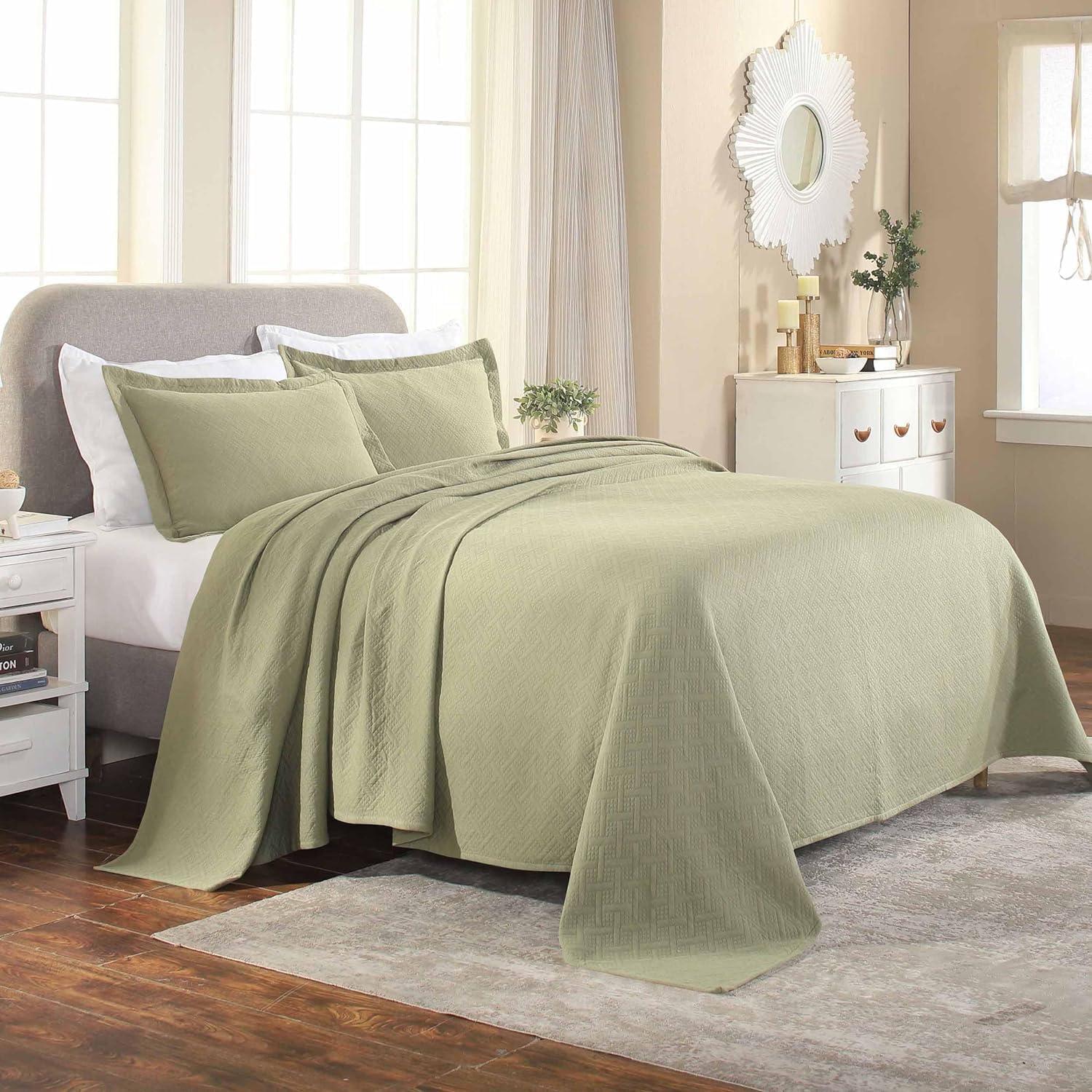 Superior Superior Cotton All Season Basketweave Medium Weight Bedspread Set with Shams