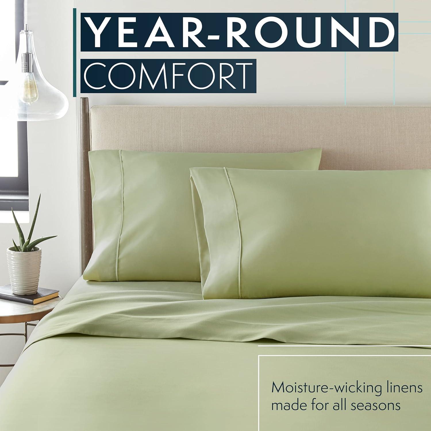 Hotel Luxury Bed Sheet & Pillowcase 4 Piece Set 1800 Series Egyptian Quality, Double Brushed Microfiber, King, Sage