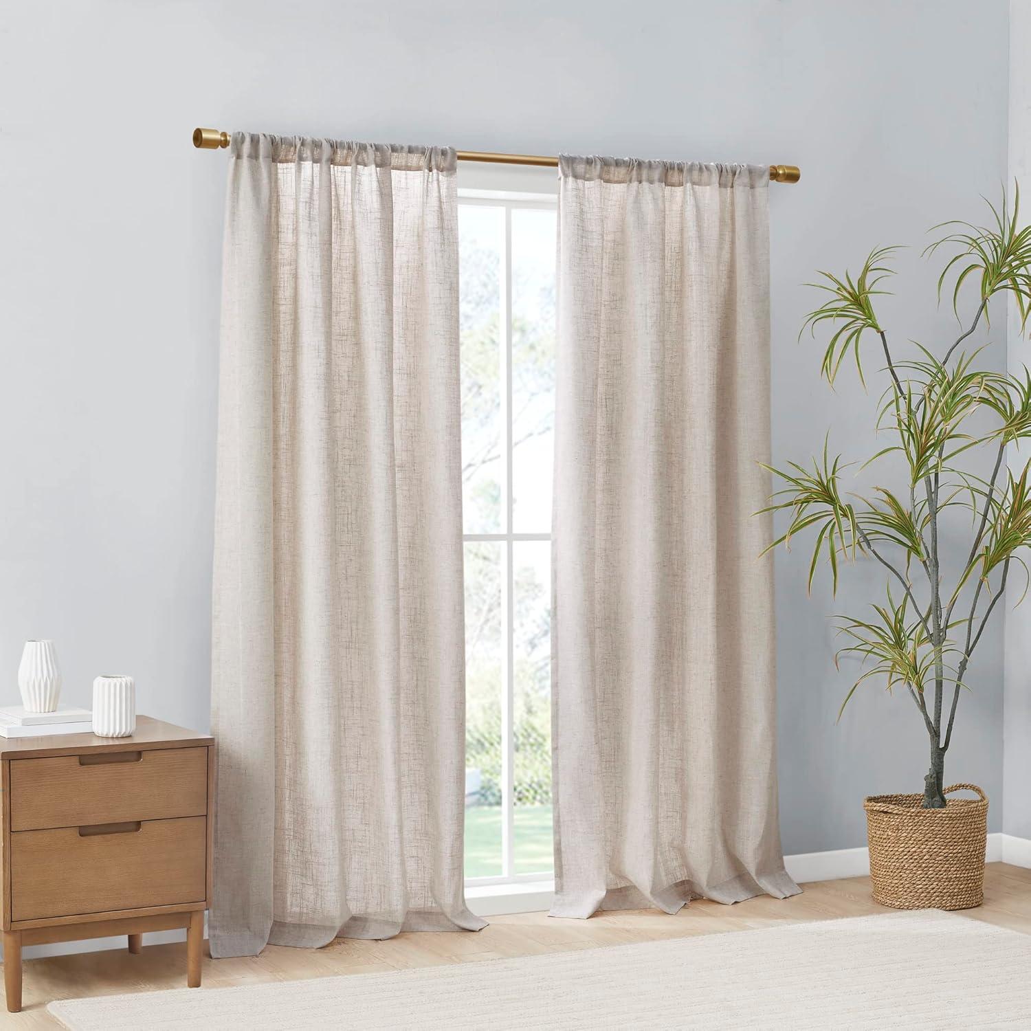 Madison Park Kyler Natural Linen Blend Light Filtering Curtain Panel Pair 52x84" (Set of 2)