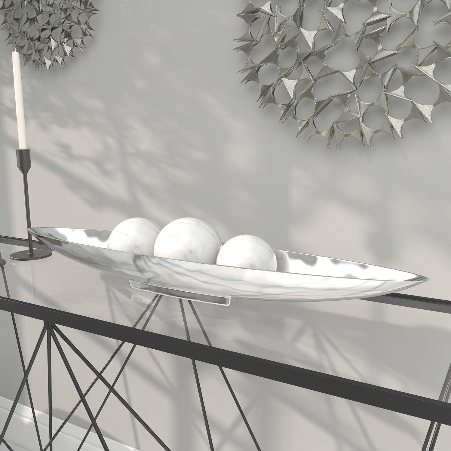 Ivy Bronx Hurtt Aluminum Metal Sleek Minimalistic Boat Decor Silver Tray