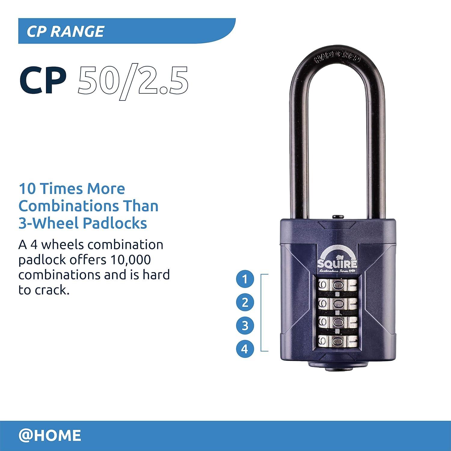 Weathershield™ Long Shackle Combination Padlock | 5-Wheel | CP60/2.5