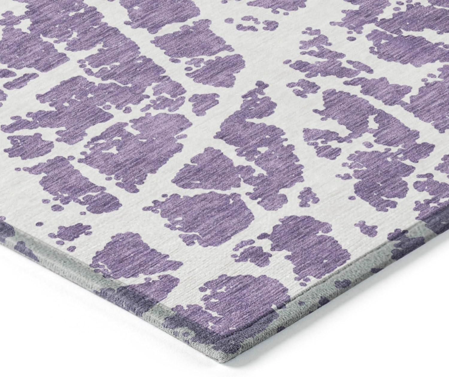 Purple and White Synthetic Flat Woven 9' x 12' Area Rug