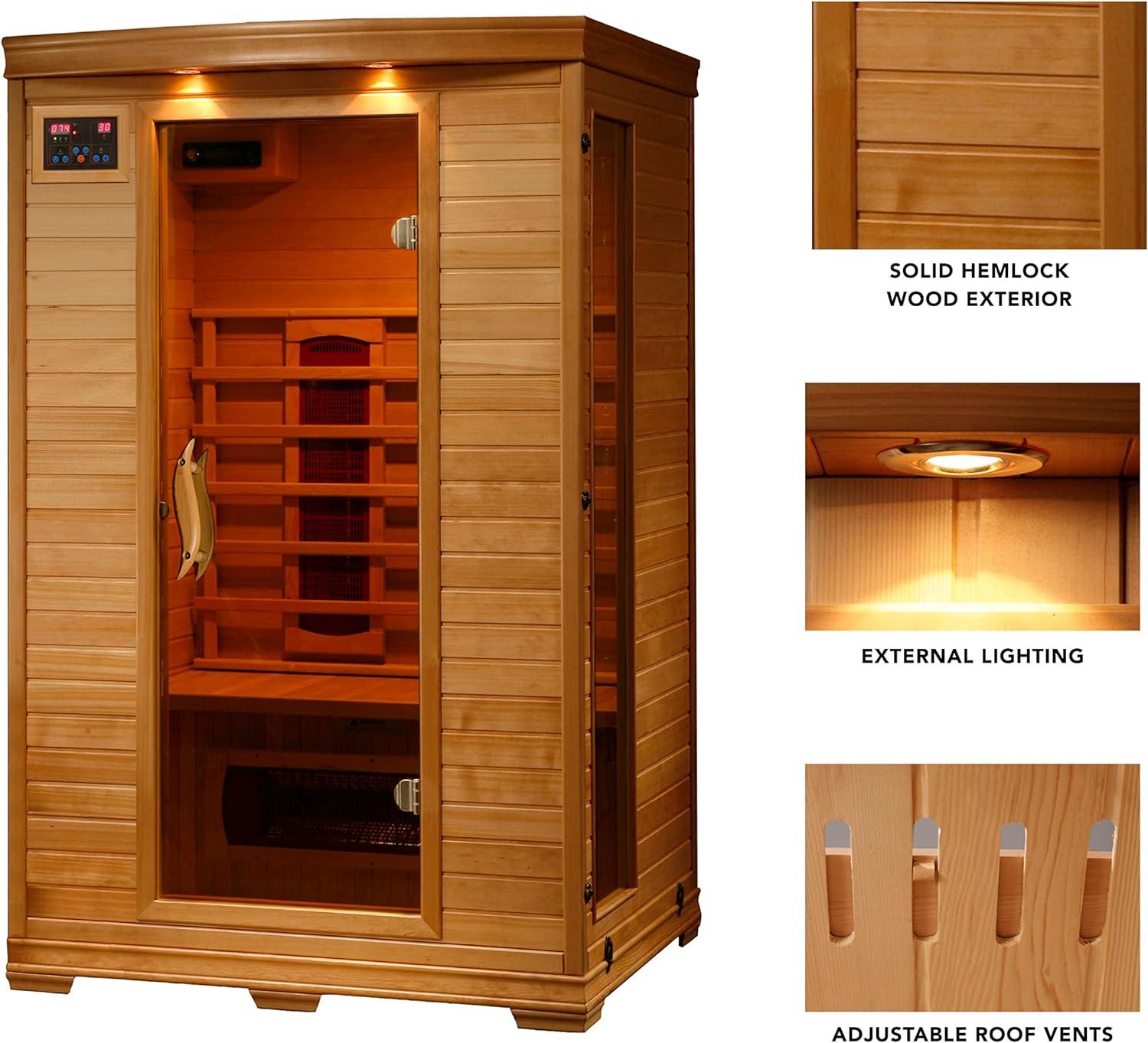 Deluxe 2-Person Hemlock Infrared Sauna with Ceramic Heaters