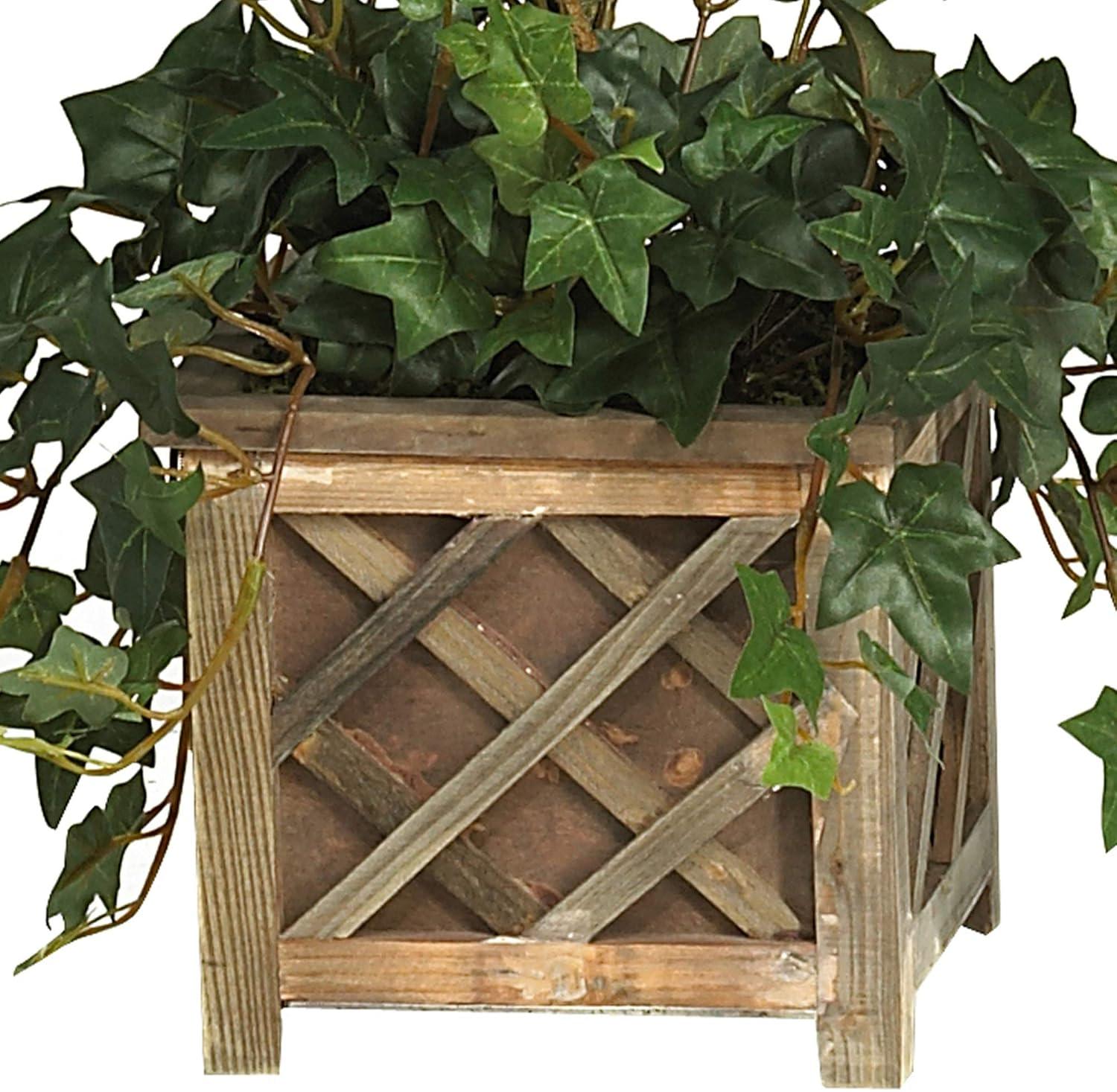 Nearly Natural 34-in Artificial Bougainvillea Topiary with Wood Box